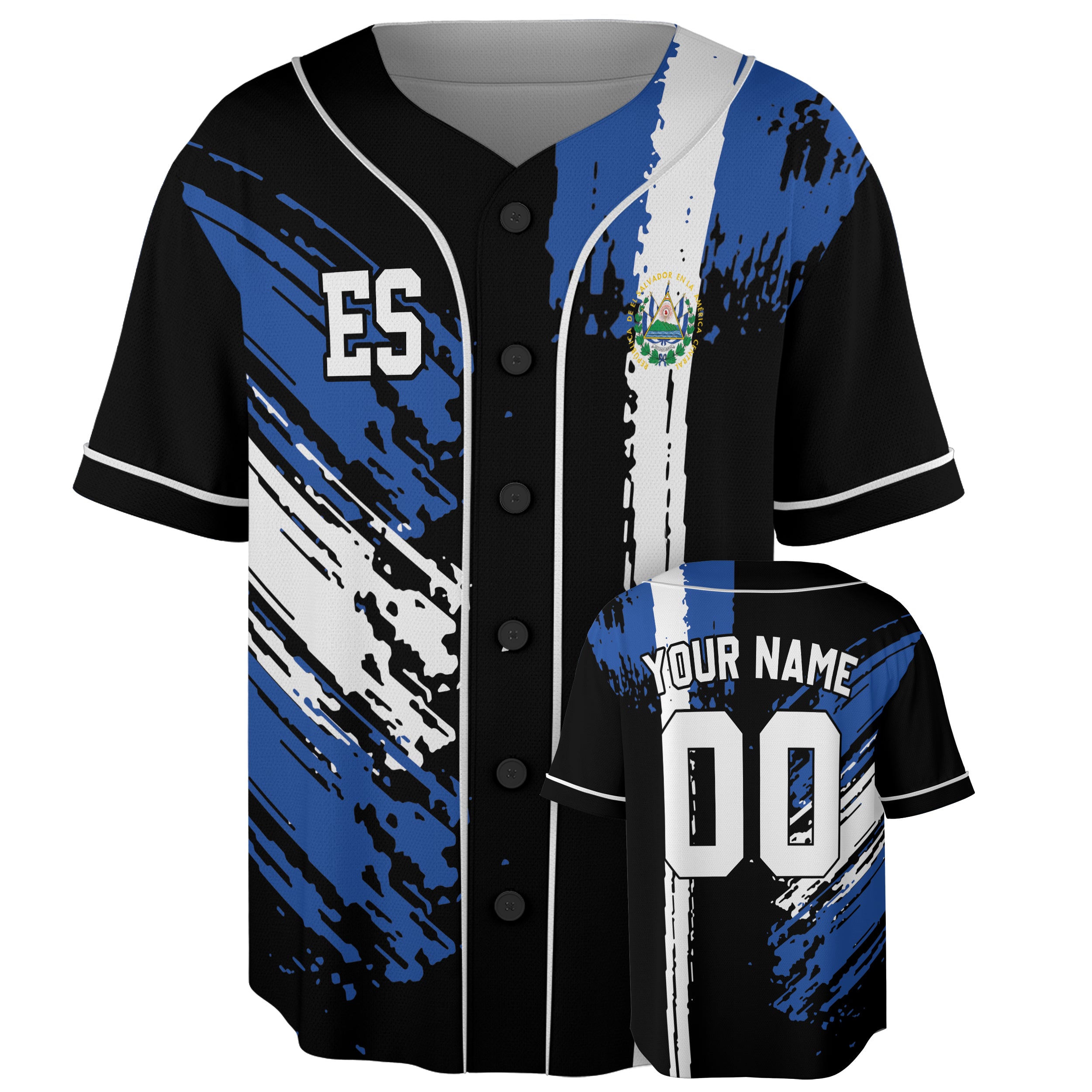 Custom El Salvador Baseball Jersey Salvadoran Fan Paint Strike – Personalized Name Number