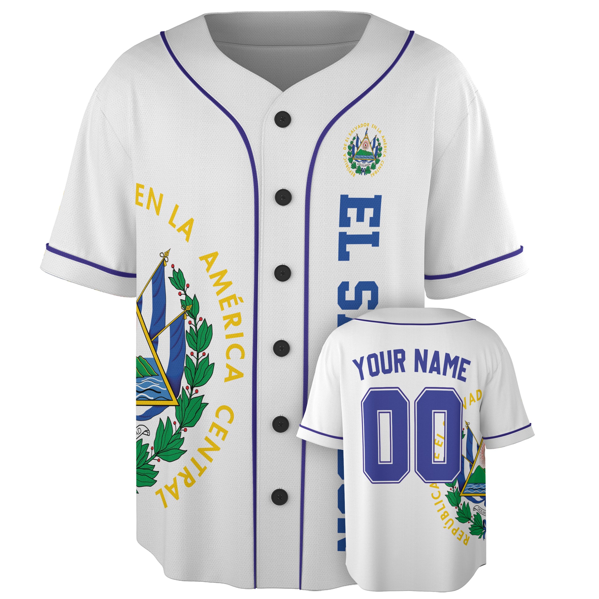 Custom El Salvador Baseball Jersey Salvadoran Fan Crest Arc – Personalized Name Number
