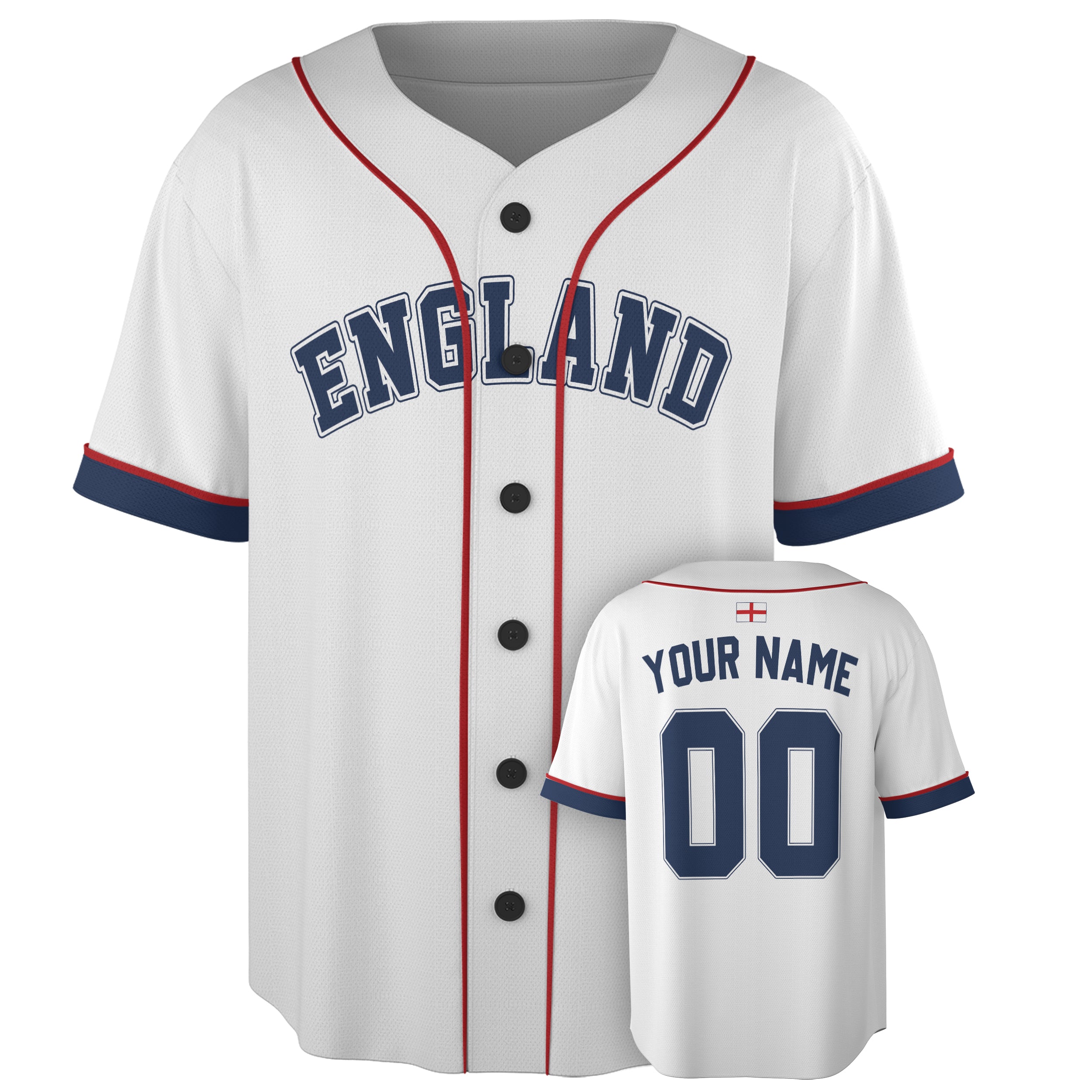 Custom England Baseball Jersey English Fan Classic White – Personalized Name Number