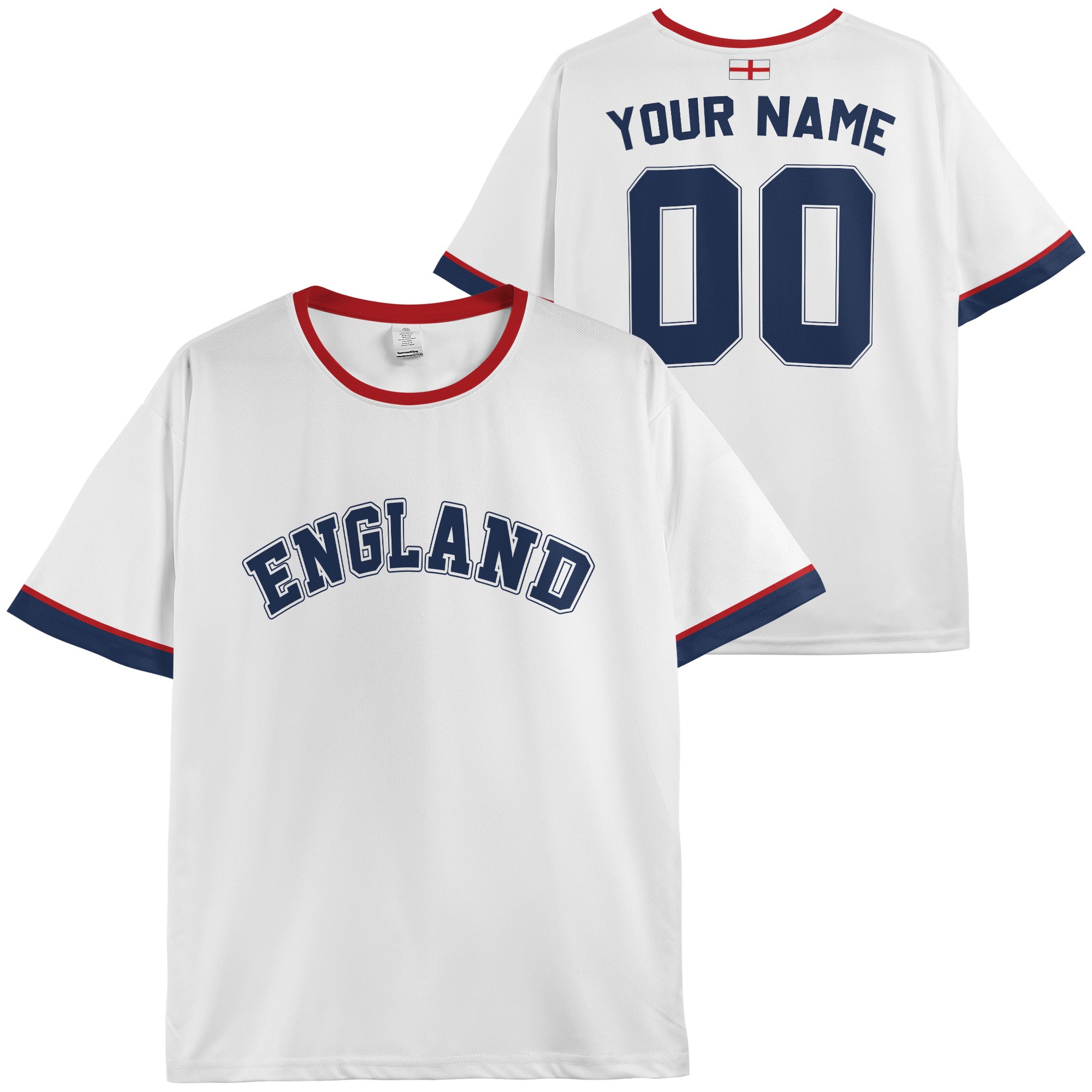 Custom England Soccer Jersey English Fan Classic White - Personalized Name Number