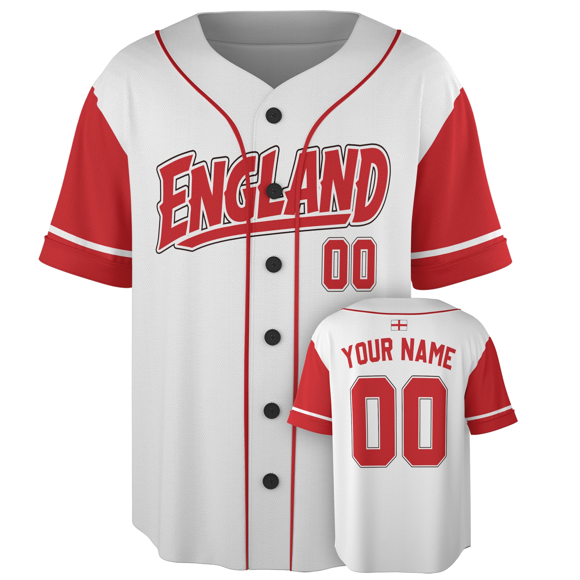 Custom England Baseball Jersey English Fan Script Classic – Personalized Name Number