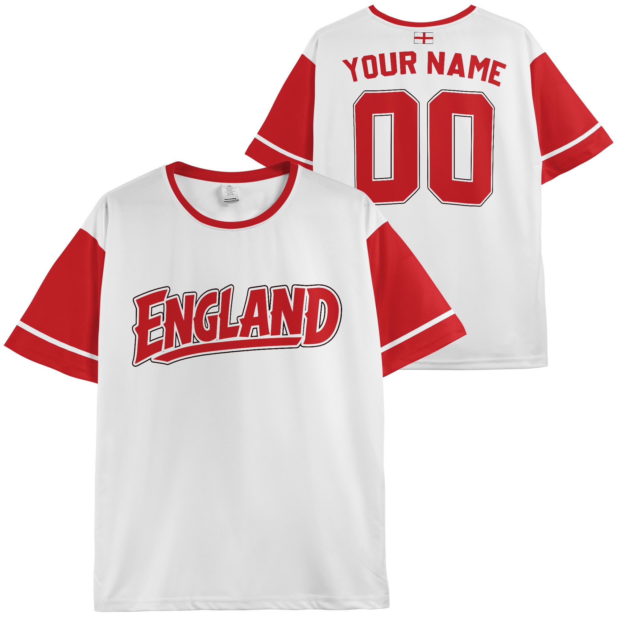 Custom England Soccer Jersey English Fan Script Classic - Personalized Name Number