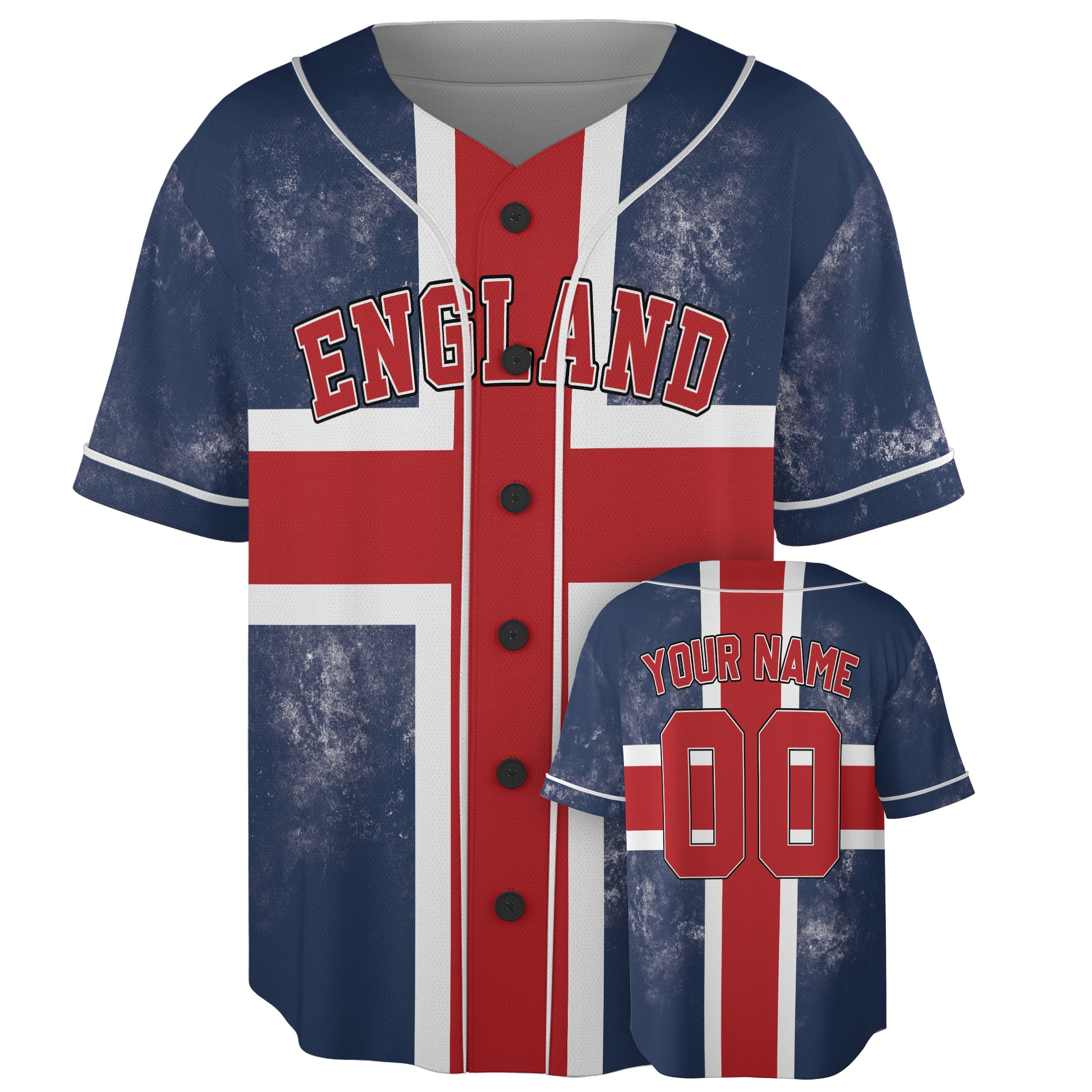 Custom England Baseball Jersey English Fan Vintage Flag – Personalized Name Number