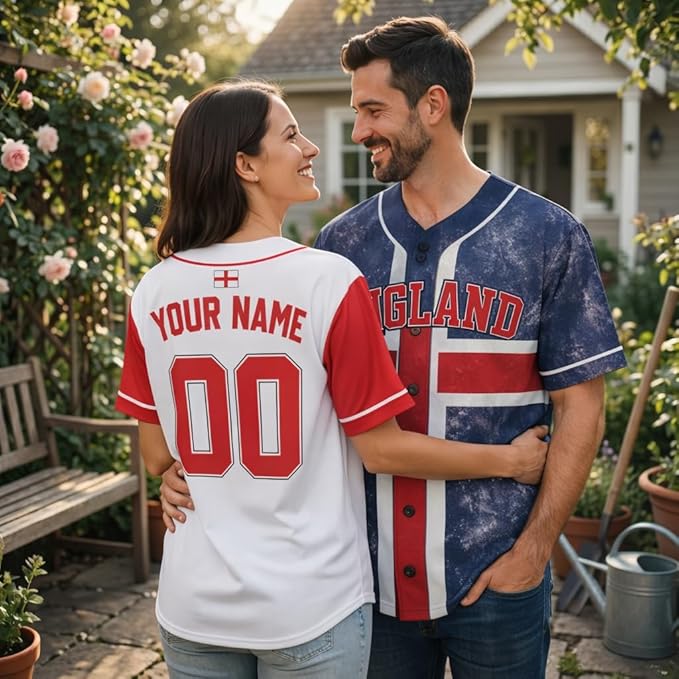 Custom England Baseball Jersey English Fan Script Classic – Personalized Name Number
