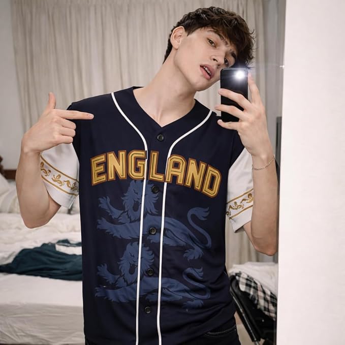 Custom England Baseball Jersey English Fan Script Classic – Personalized Name Number