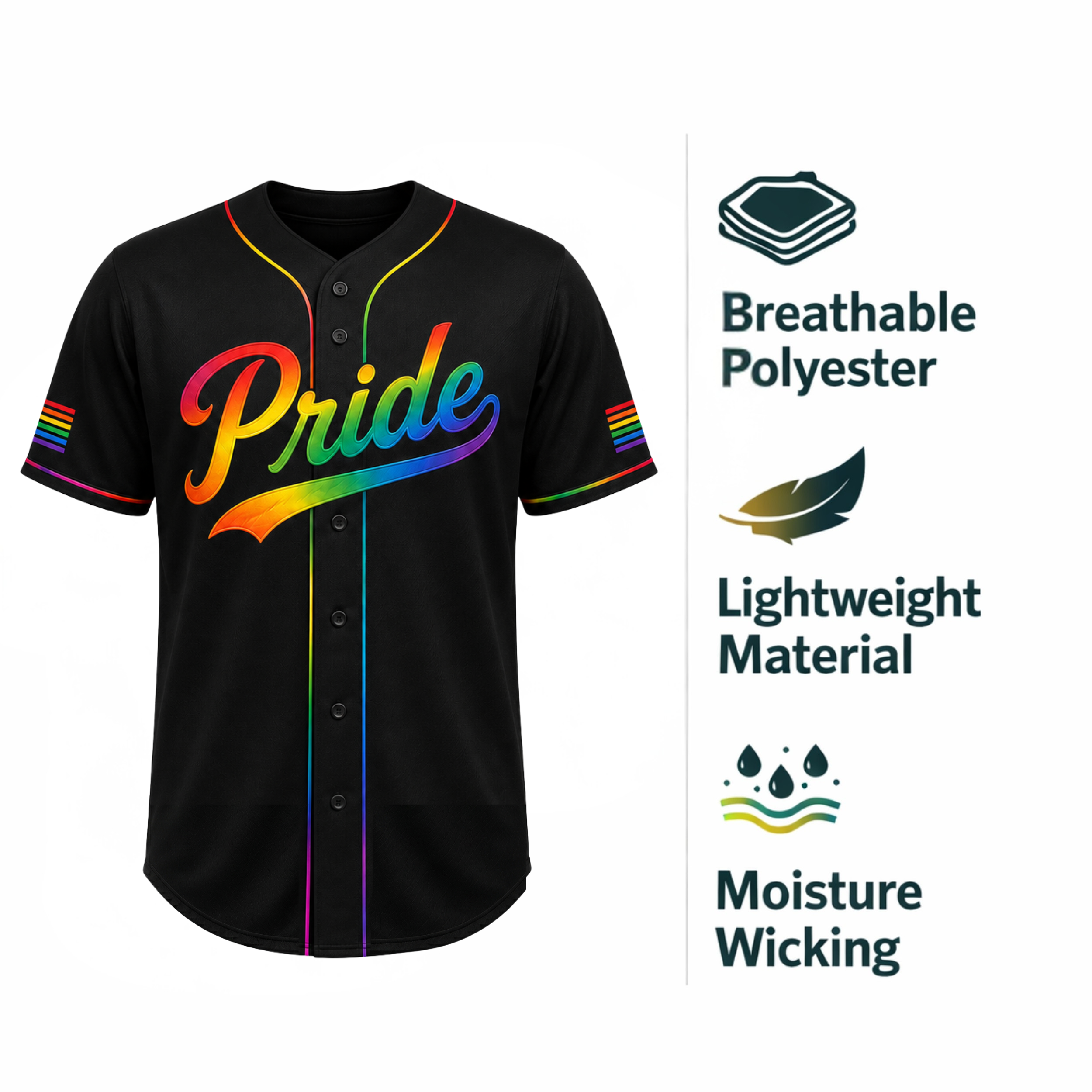 Custom LGBTQ Pride Baseball Jersey Rainbow Script Classic - Personalized Name Number