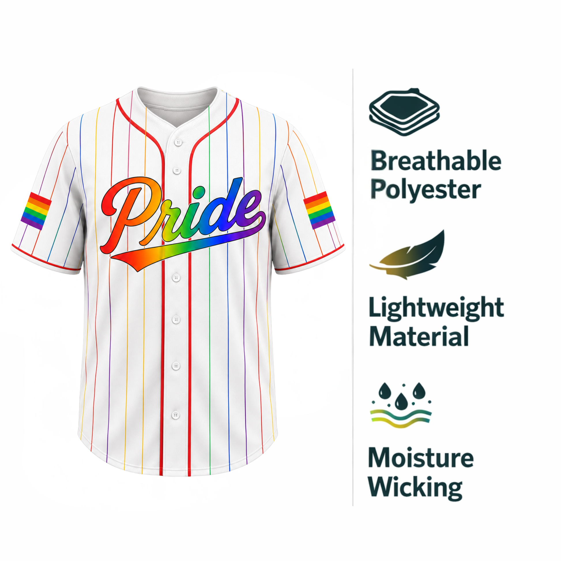 Custom LGBTQ Pride Baseball Jersey Rainbow Pinstripe - Personalized Name Number