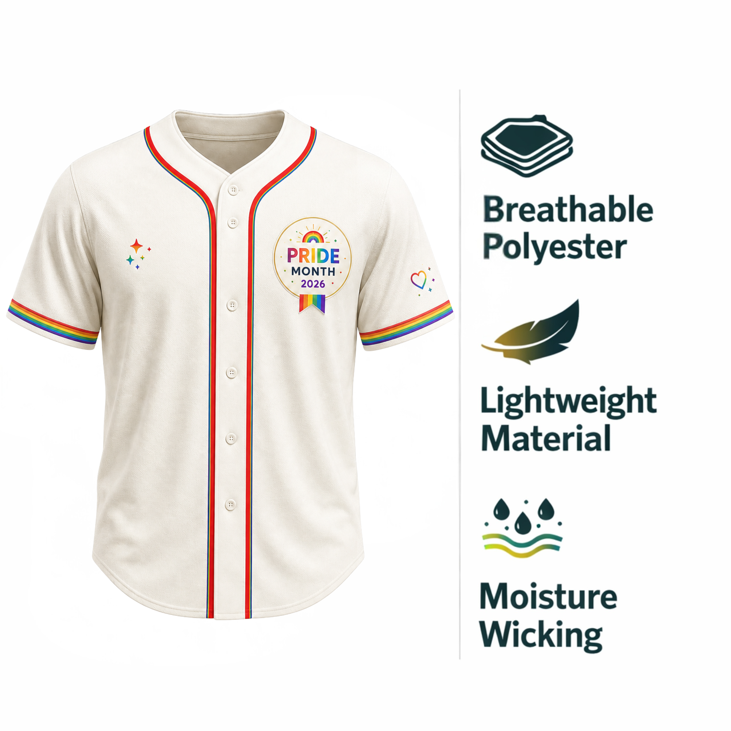 Custom LGBTQ Pride Baseball Jersey Pride Month Celebration - Personalized Name Number