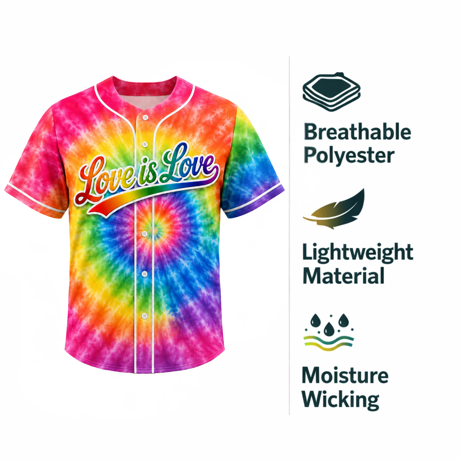 Custom LGBTQ Pride Baseball Jersey Rainbow Tie Dye - Personalized Name Number