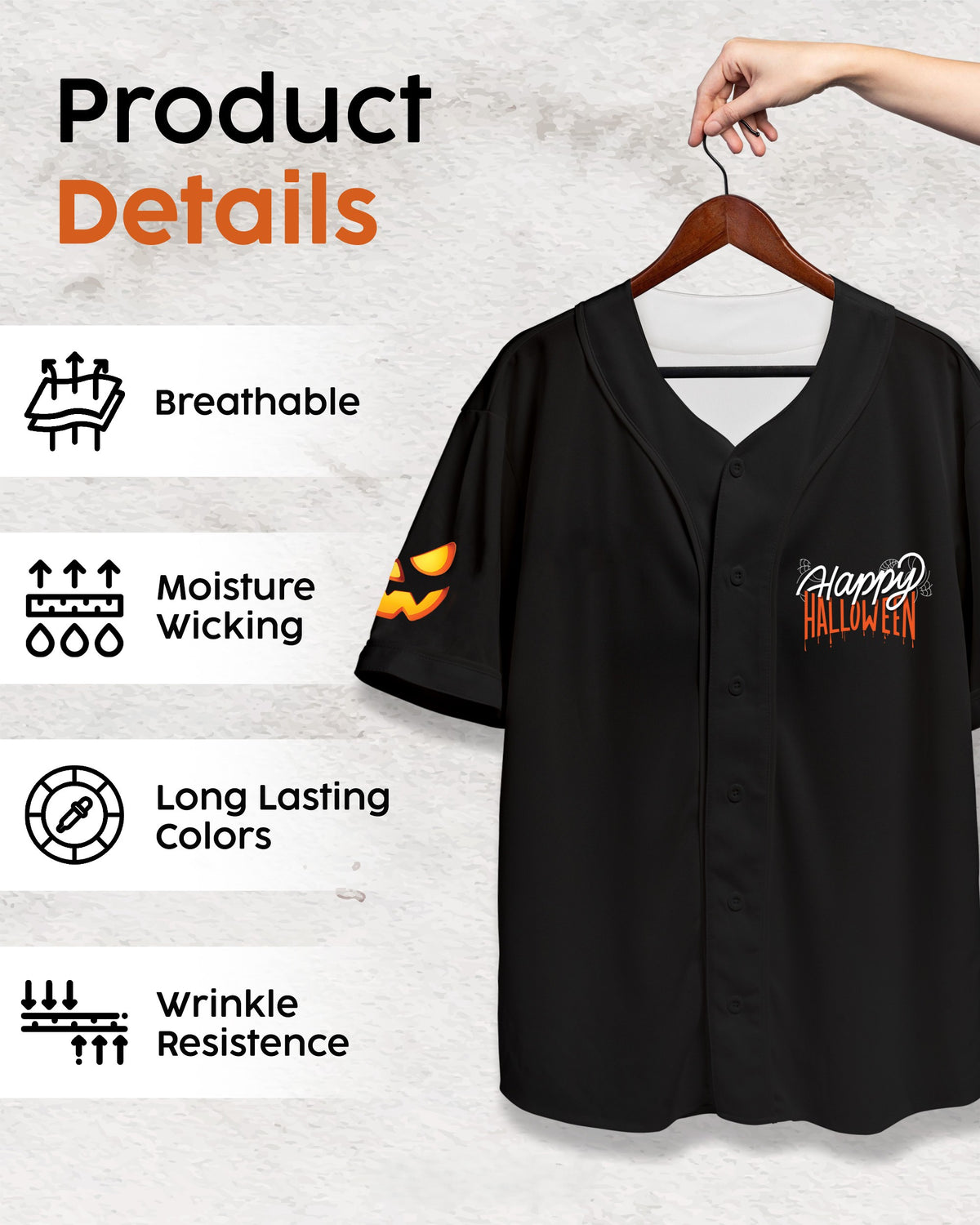 Custom Halloween Baseball Jersey - Horror Movie Design Wanna Play - Add Your Name