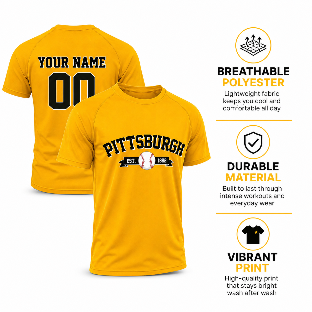 Custom City T-Shirt Baseball Style Baltimore - Personalized Name Number