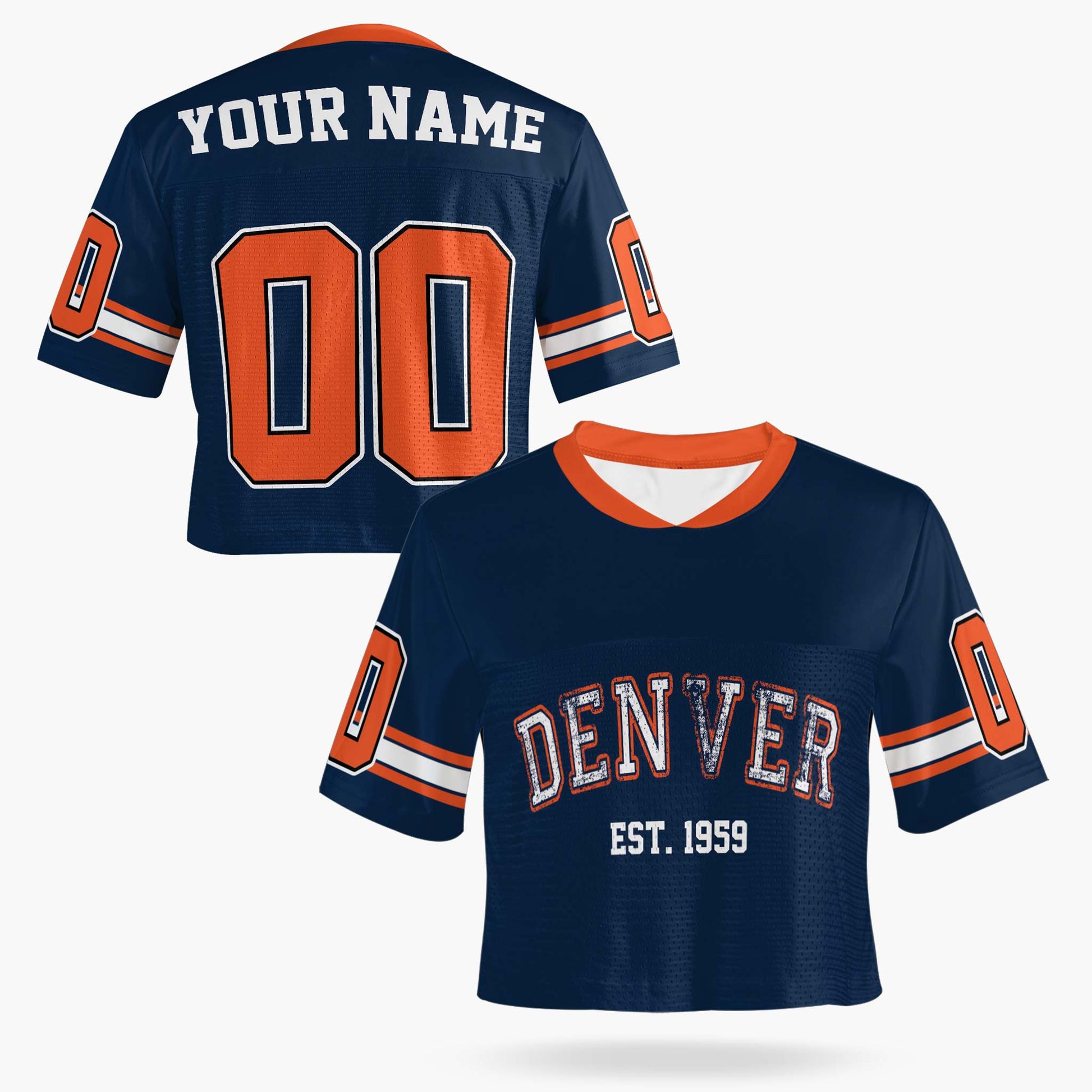 Custom Women's Crop Football Jersey Denver - Design Your Own