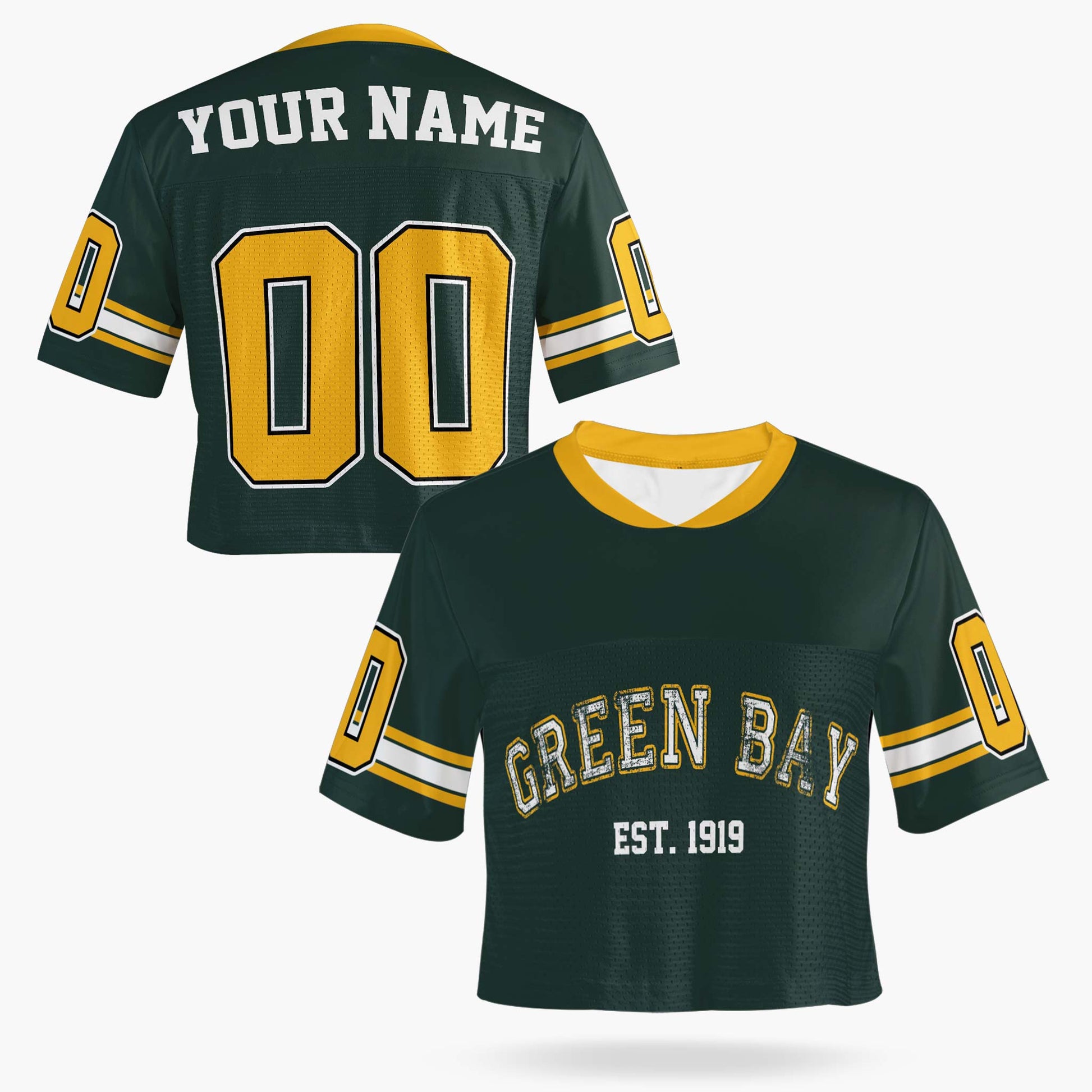 Custom Women's Crop Football Jersey Green Bay - Design Your Own