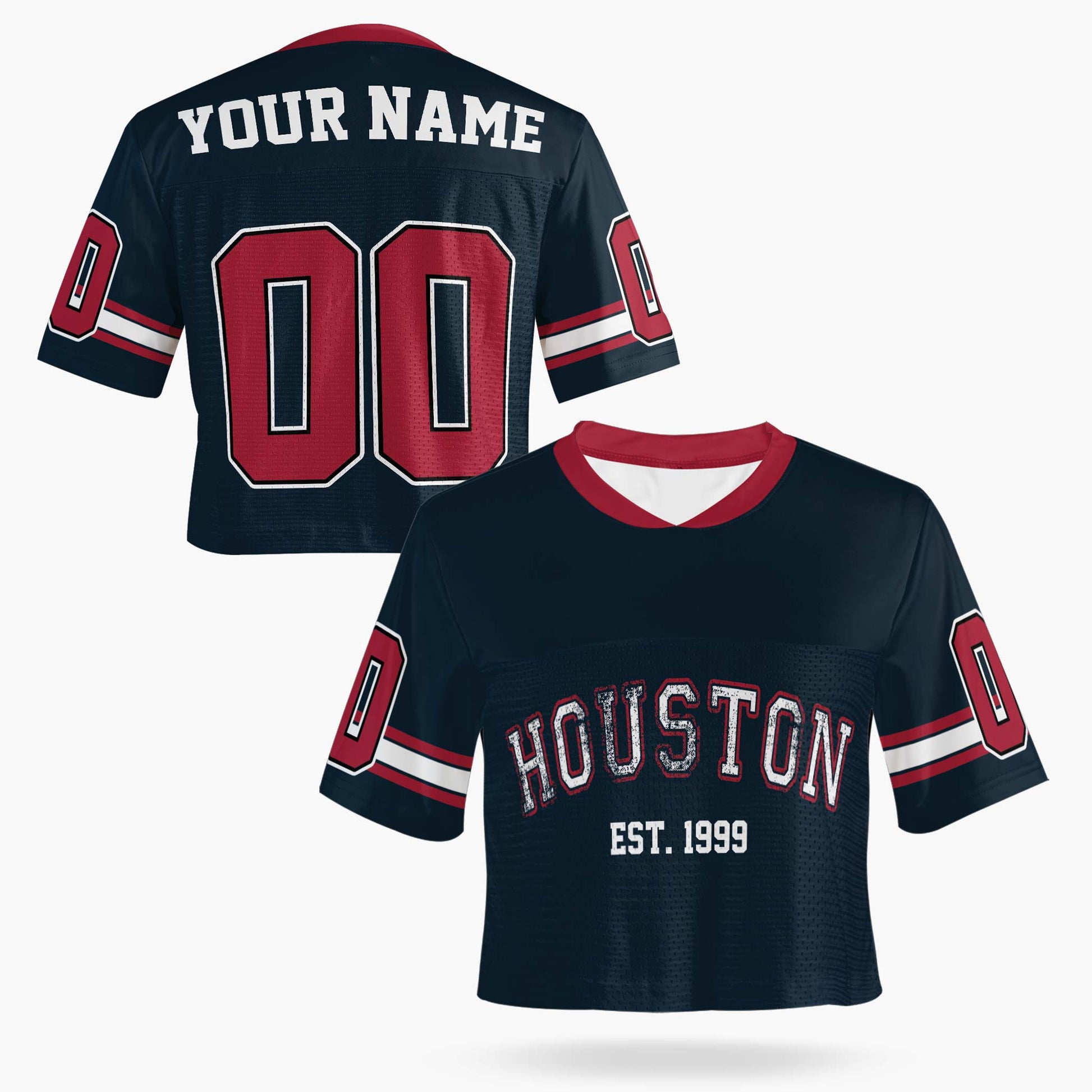 Custom Women's Crop Football Jersey Houston - Design Your Own