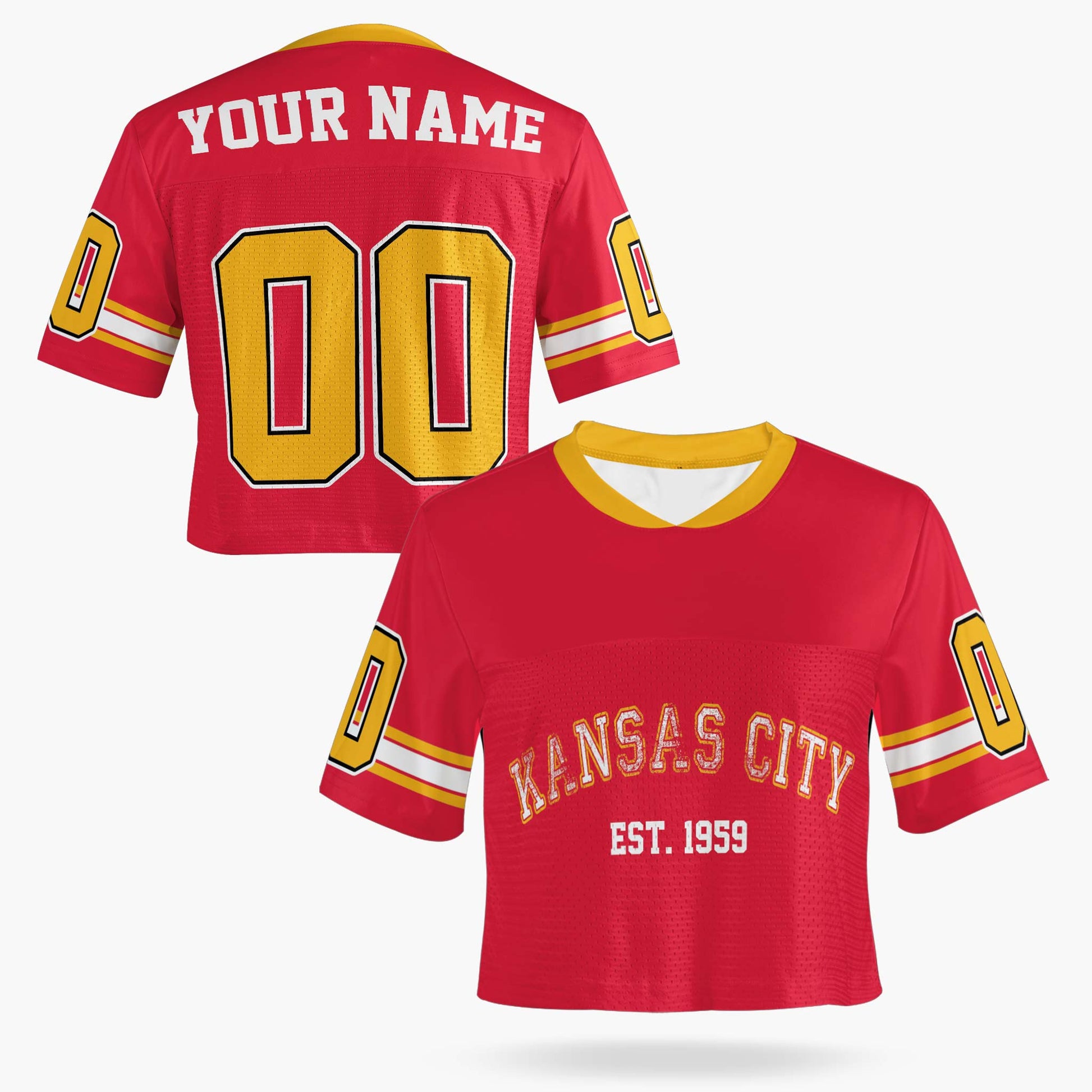 Custom Women's Crop Football Jersey Kansas City - Design Your Own