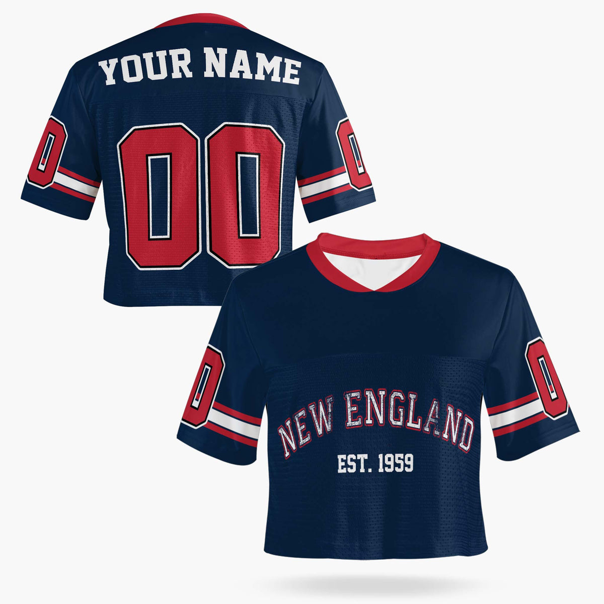 Custom Women's Crop Football Jersey New England - Design Your Own
