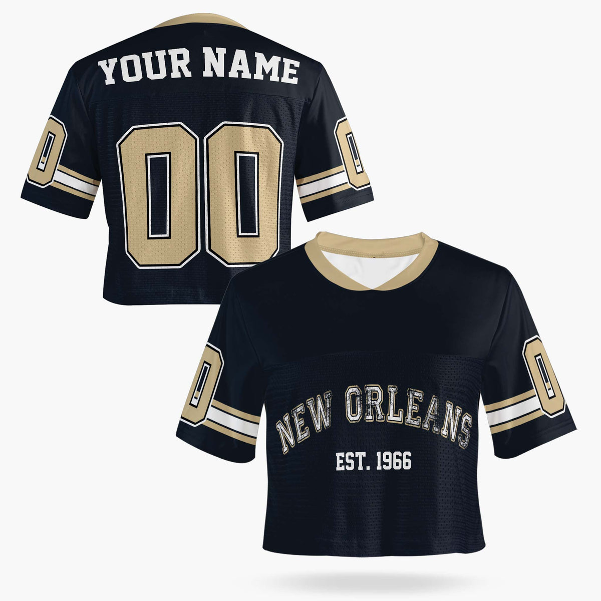 Custom Women's Crop Football Jersey New Orleans - Design Your Own