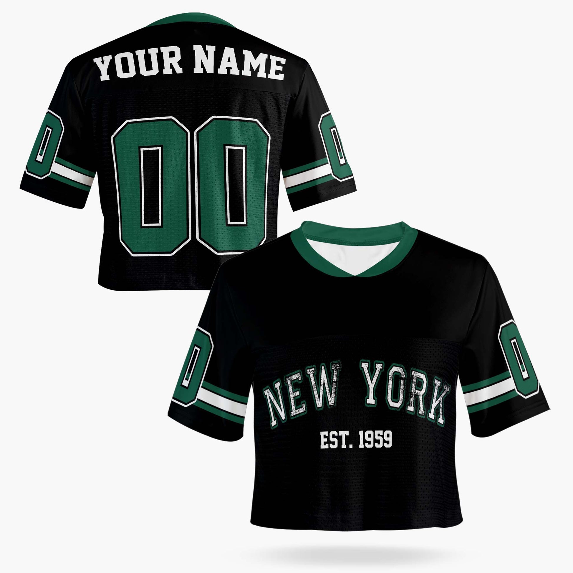 Custom Women's Crop Football Jersey New York J - Design Your Own