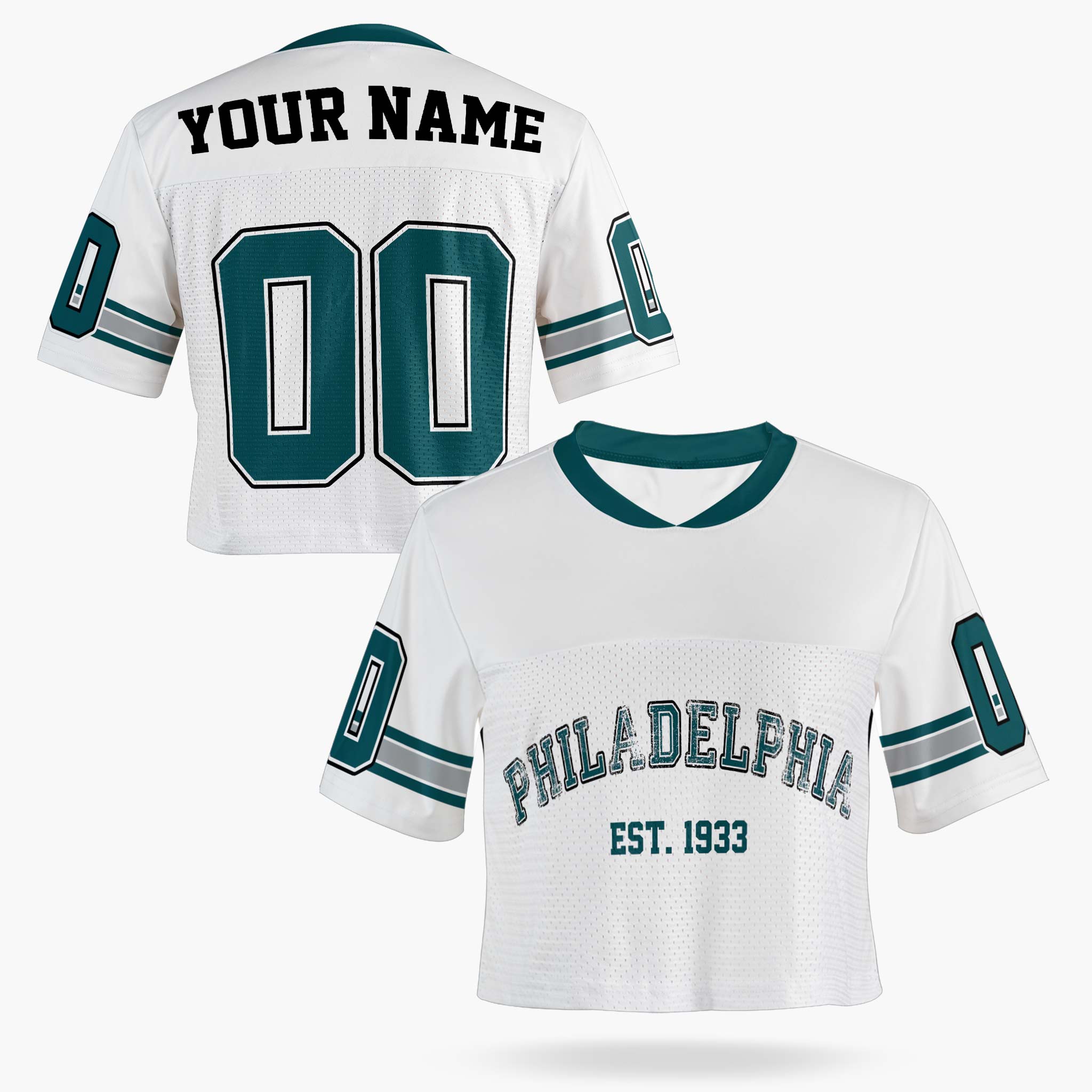 Custom Women's Crop Football Jersey Philadelphia - Design Your Own