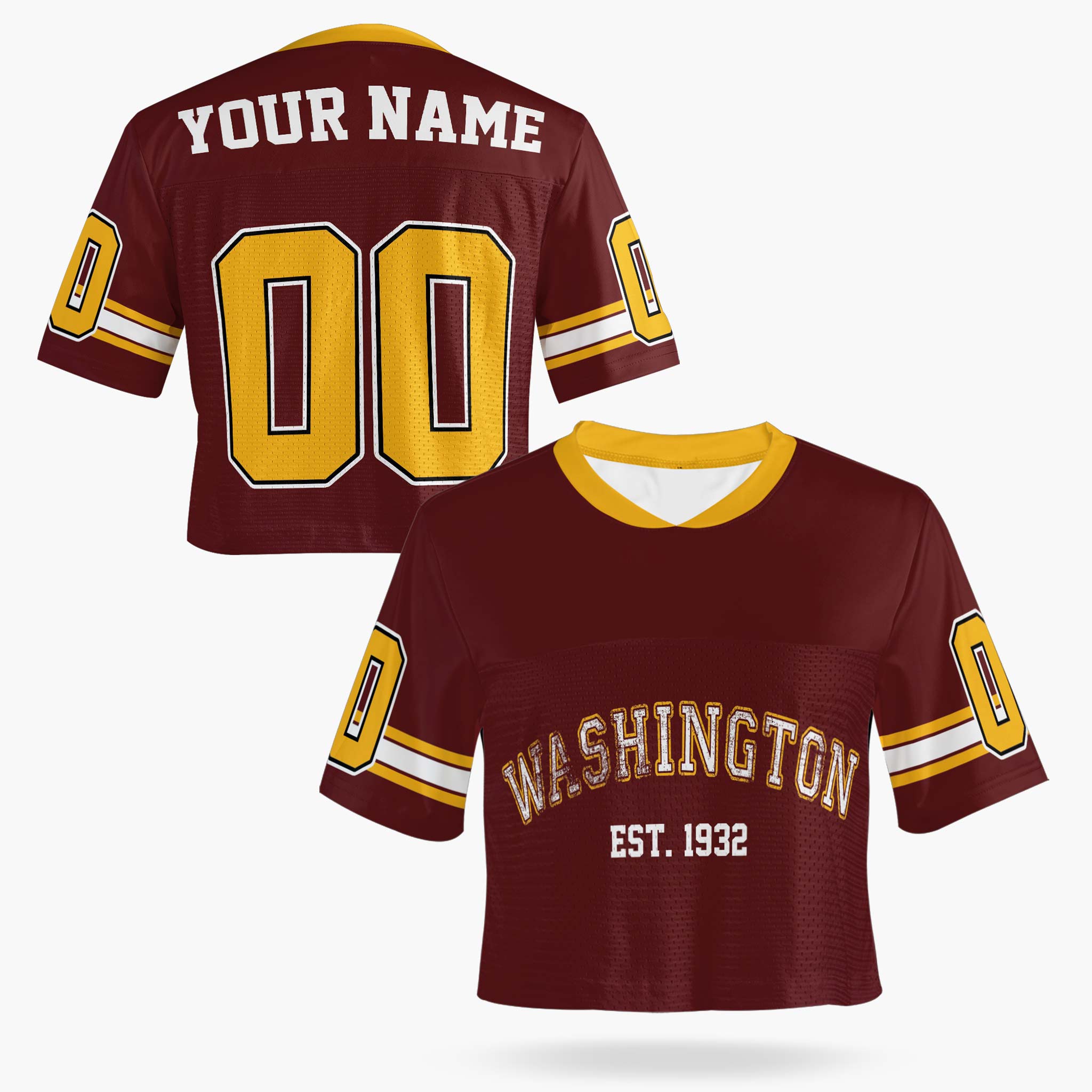 Custom Women's Crop Football Jersey Washington - Design Your Own