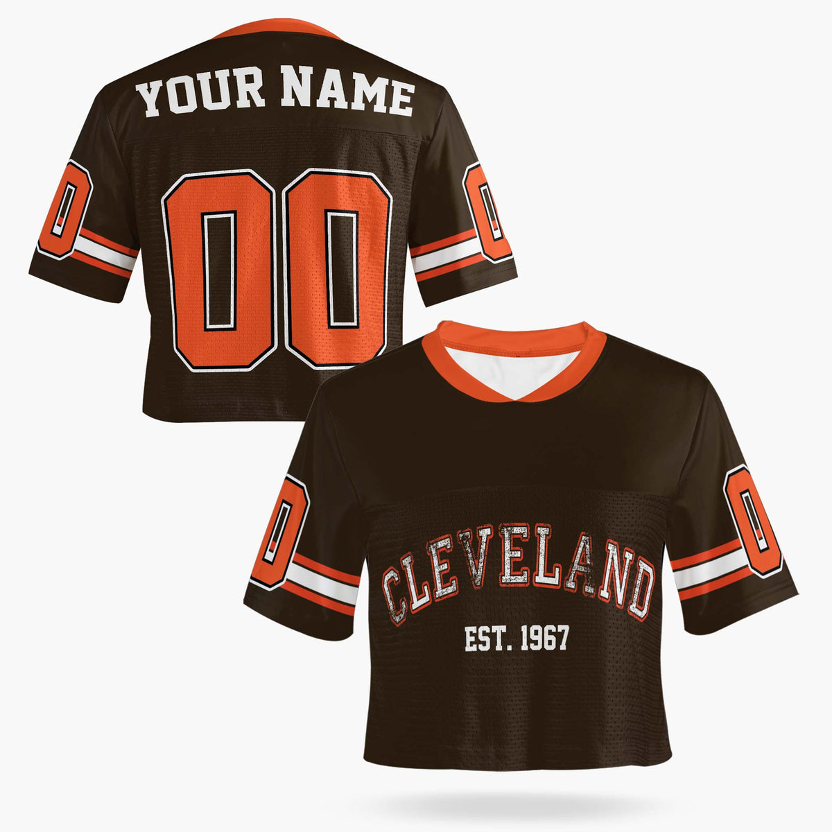 Custom Women's Crop Football Jersey Cleveland - Design Your Own