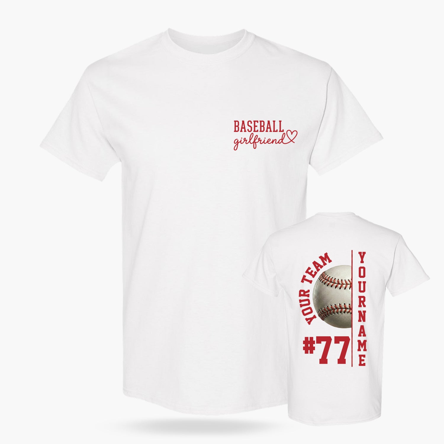 Custom T-Shirt Baseball Girlfriend White - Personalized Name Number