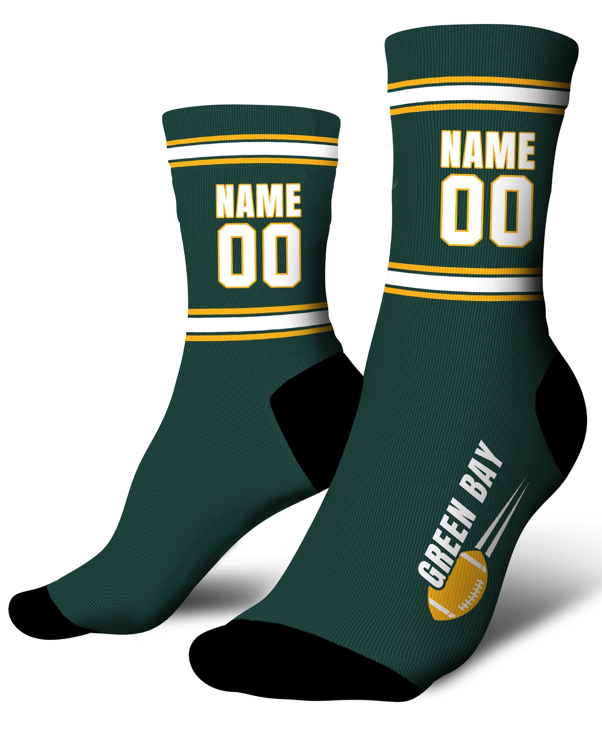 Custom City Sports Socks Green Bay Green - Personalized Name Number