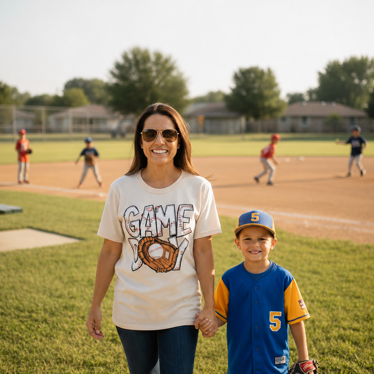Custom T-Shirt Baseball Game Day White - Personalized Name Number