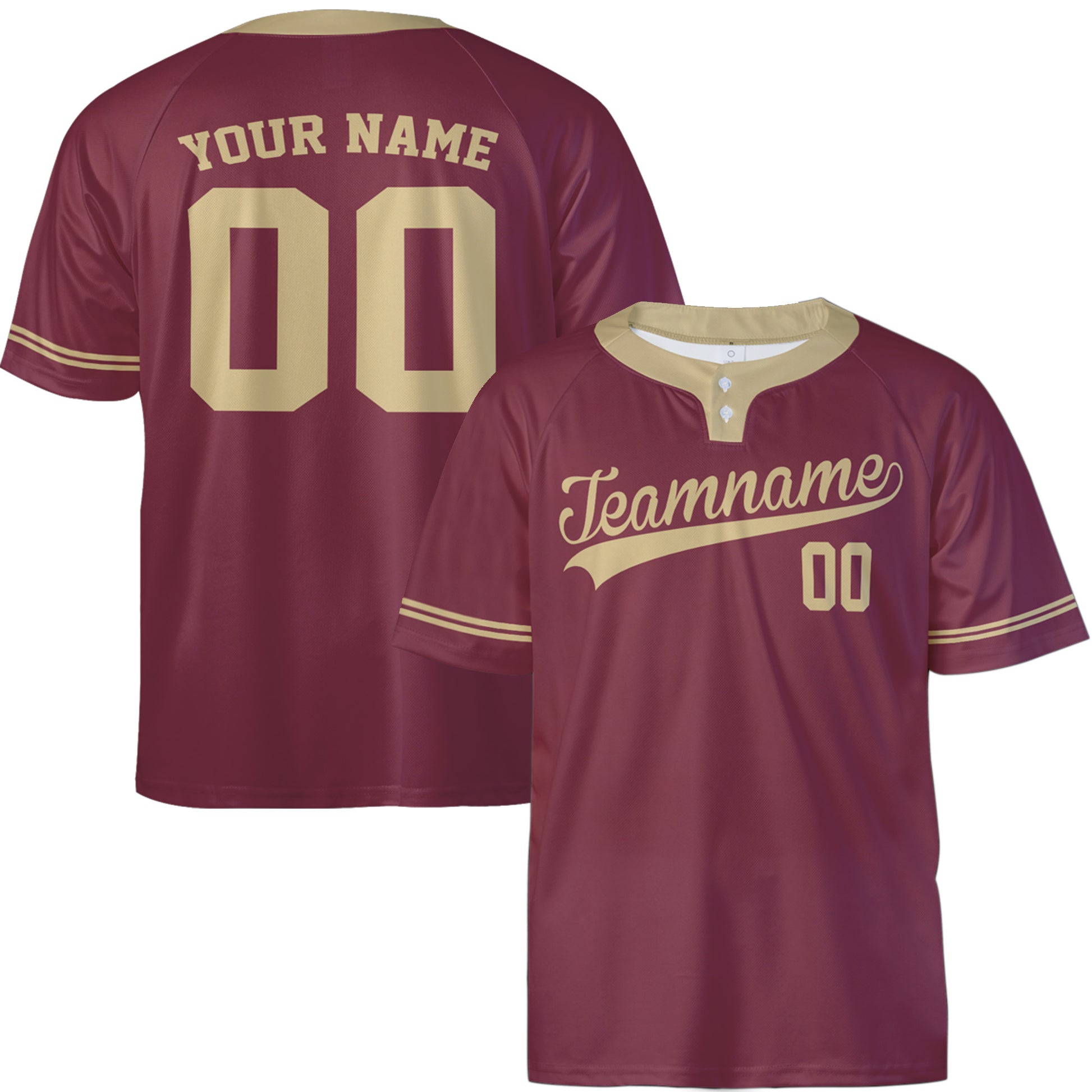 Custom Two Button Softball Jersey Garnet and Gold – Design Your Own