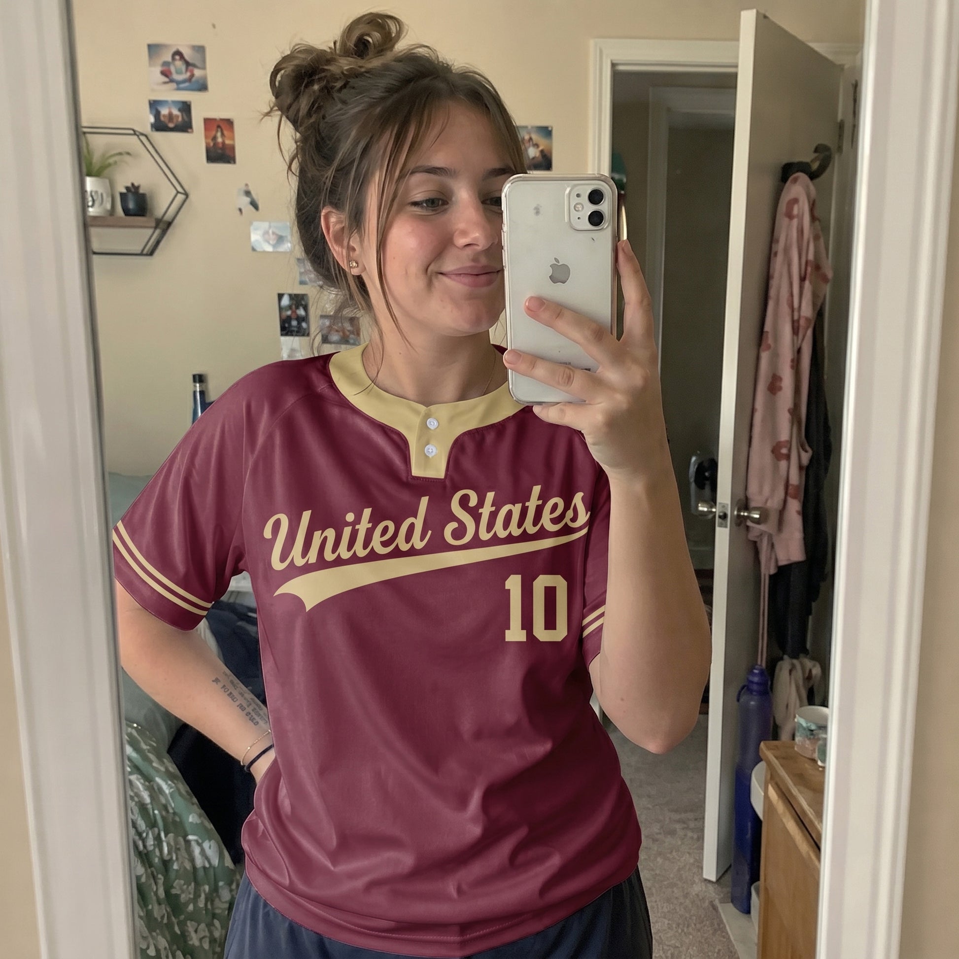 Custom Two Button Softball Jersey Garnet and Gold – Design Your Own