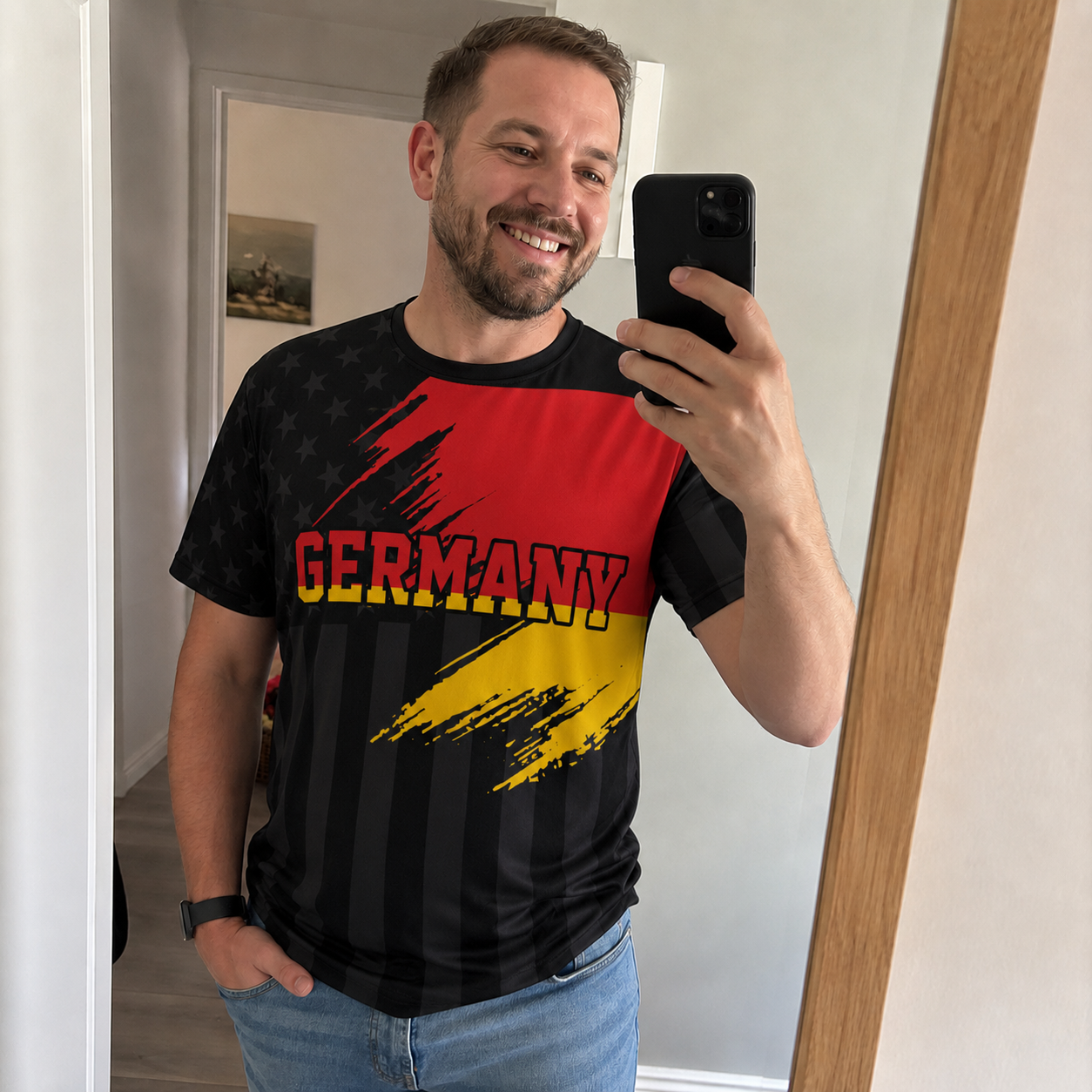 Custom Germany Soccer Jersey German Fan Flag Black – Personalized Name Number