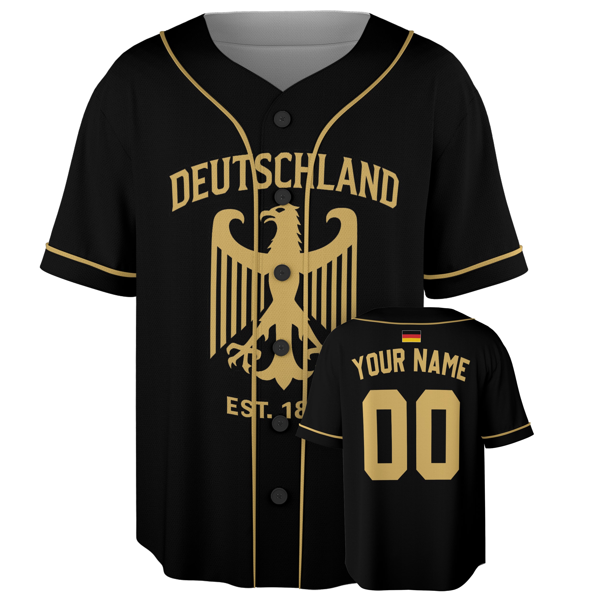Custom Germany Baseball Jersey German Fan Deutschland Eagle – Personalized Name Number