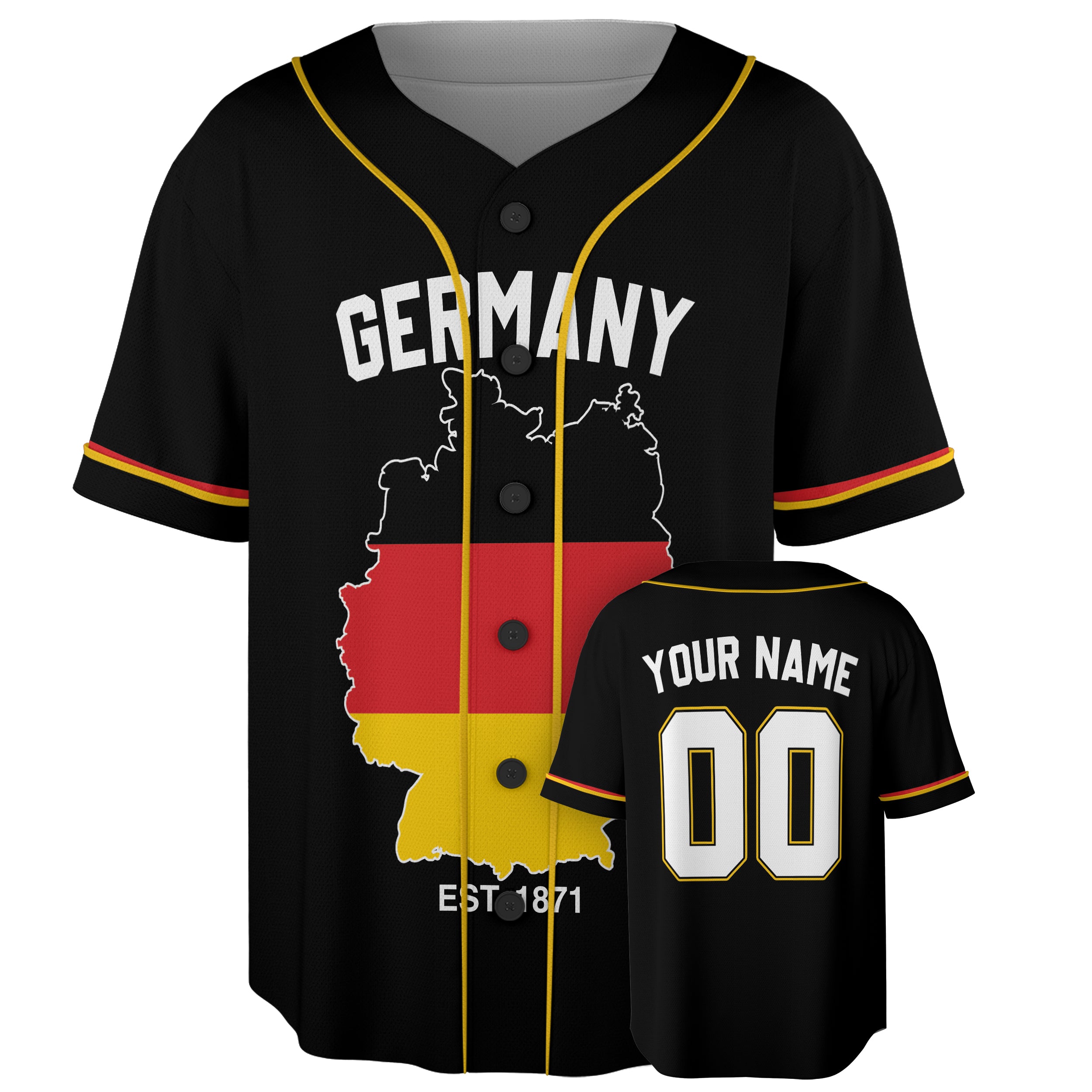 Custom Germany Baseball Jersey German Fan Map – Personalized Name Number