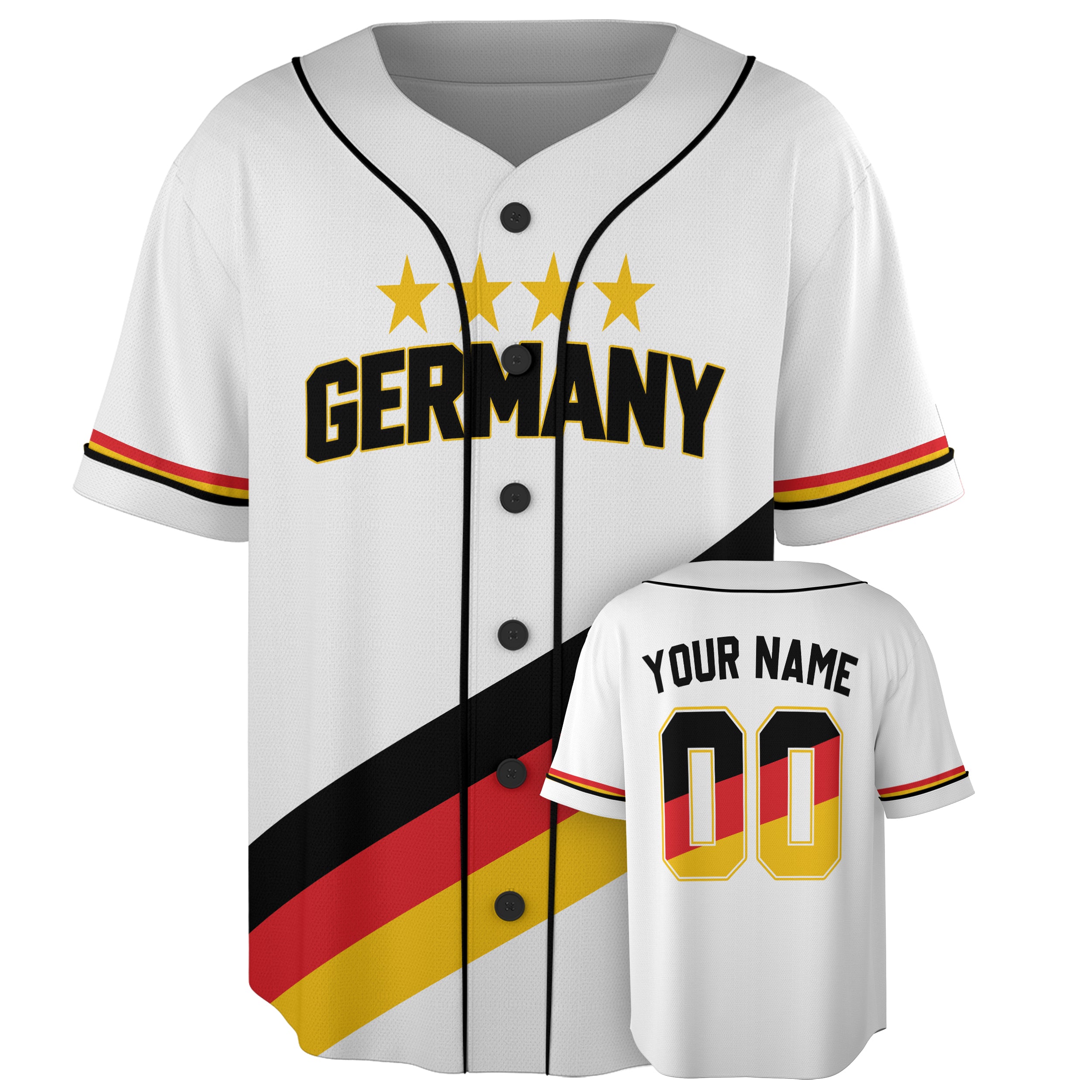 Custom Germany Baseball Jersey German Fan Diagonal Stripe – Personalized Name Number