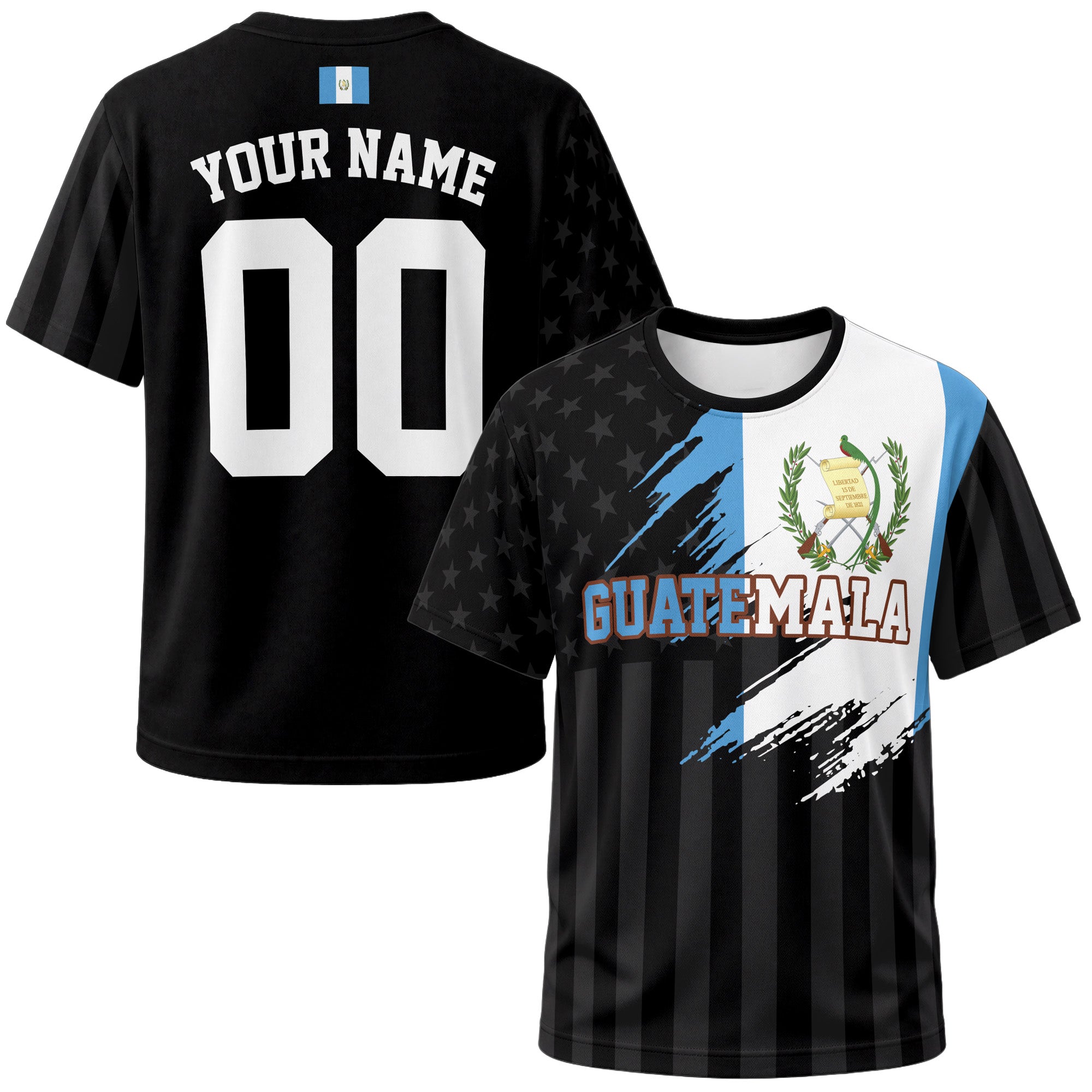Custom Guatemala Soccer Jersey Guatemalan Fan Flag Black – Personalized Name Number