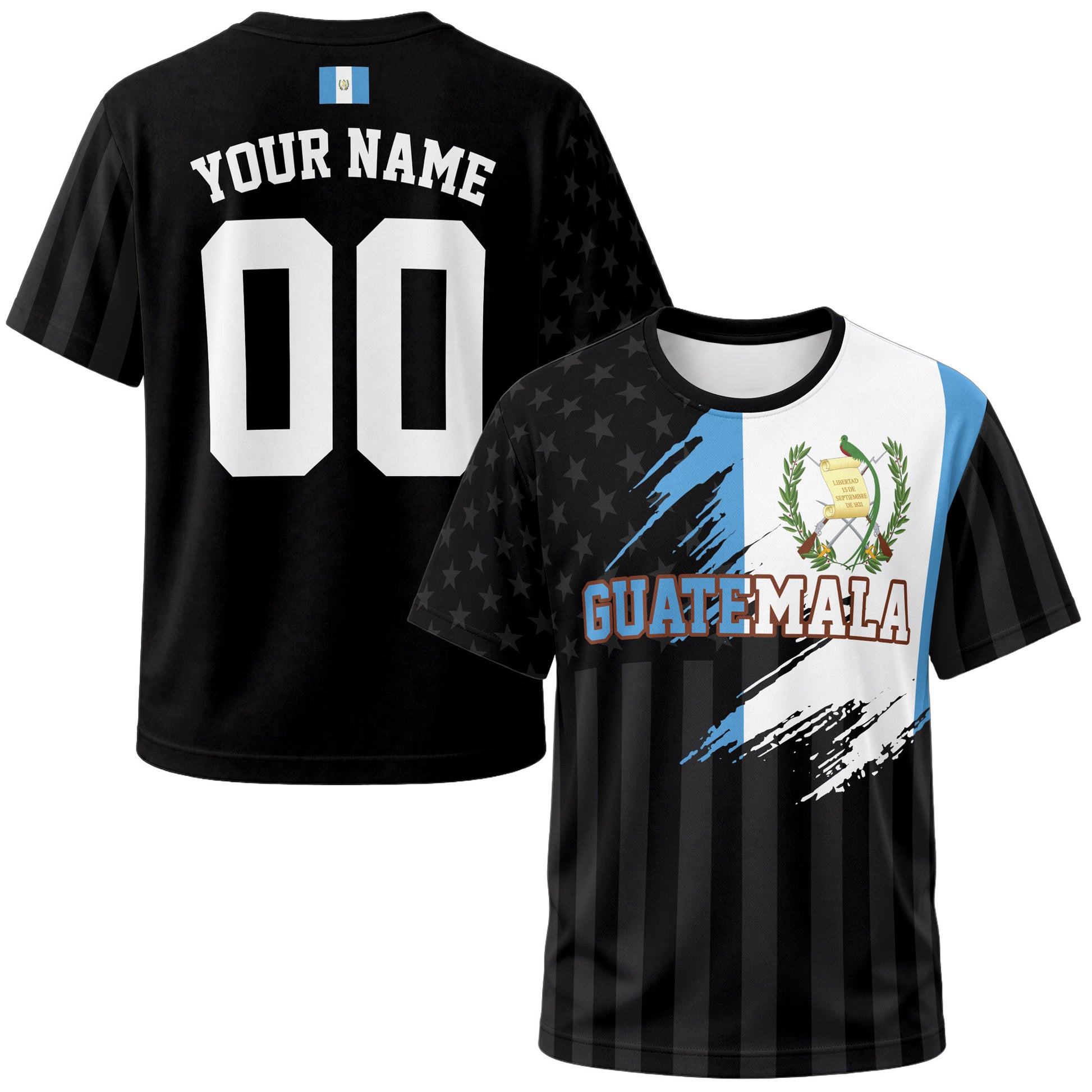 Custom Guatemala Soccer Jersey Guatemalan Fan Flag Black – Personalized Name Number