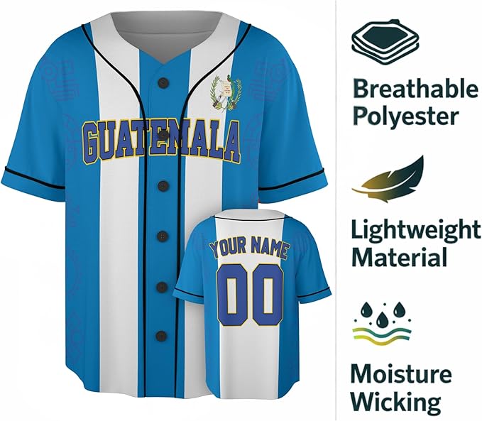Custom Guatemala Baseball Jersey Guatemalan Fan Tribal Warrior – Personalized Name Number