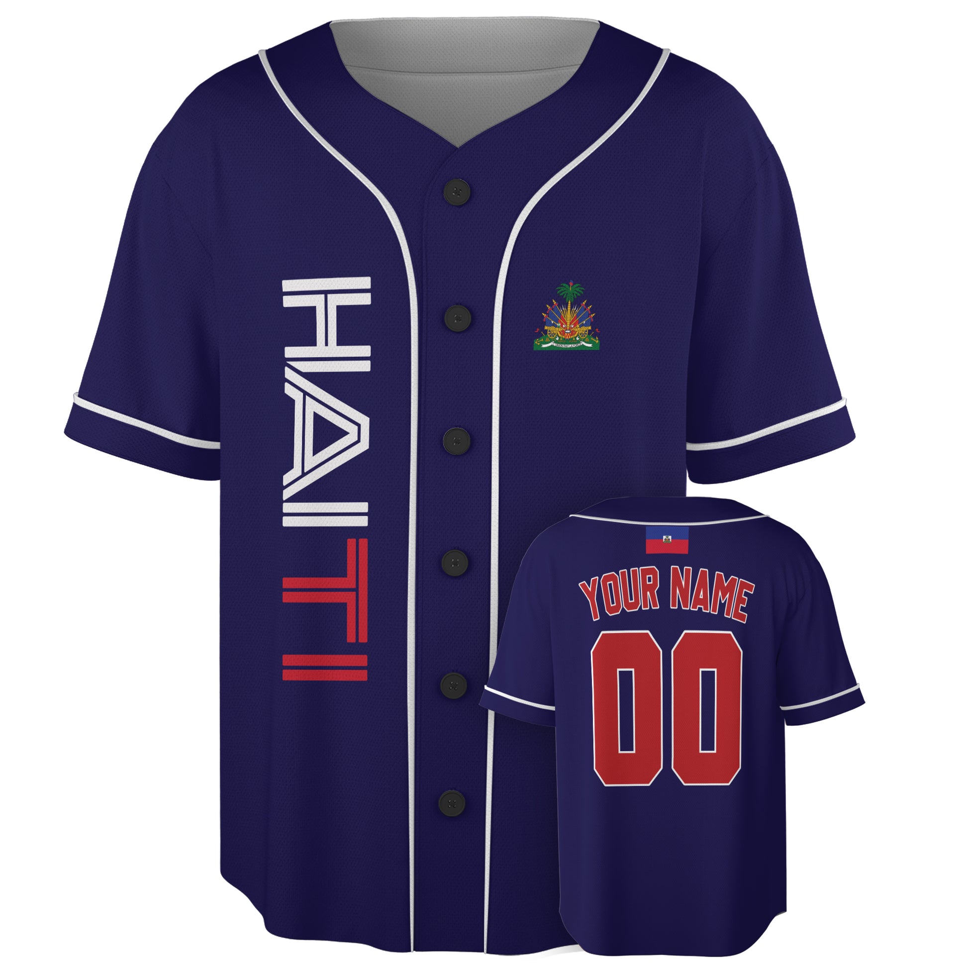 Custom Haiti Baseball Jersey Haitian Fan Modern Vertical – Personalized Name Number
