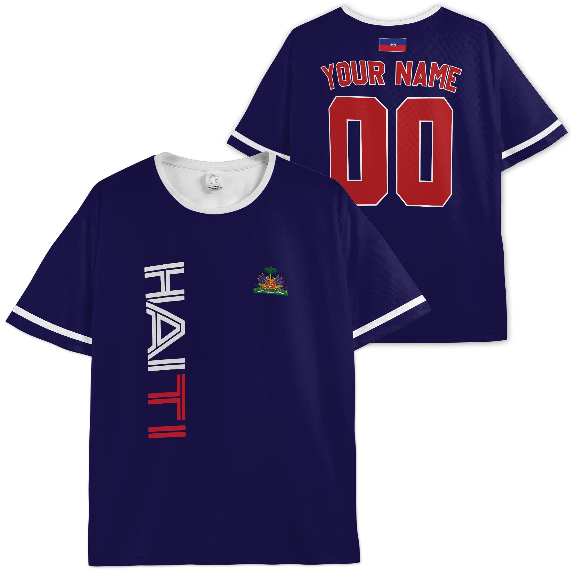 Custom Haiti Soccer Jersey Haitian Fan Modern Vertical - Personalized Name Number