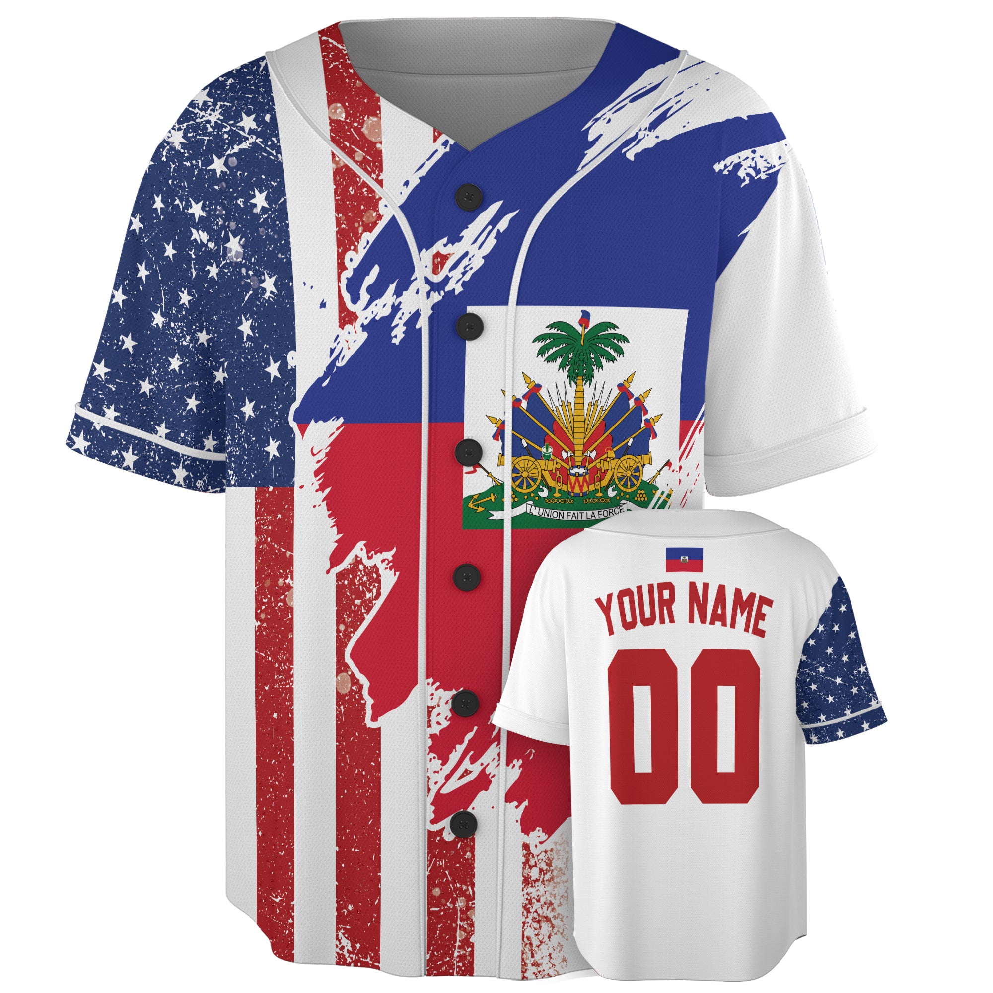 Custom Haiti Baseball Jersey Haitian Fan Fusion Flag – Personalized Name Number