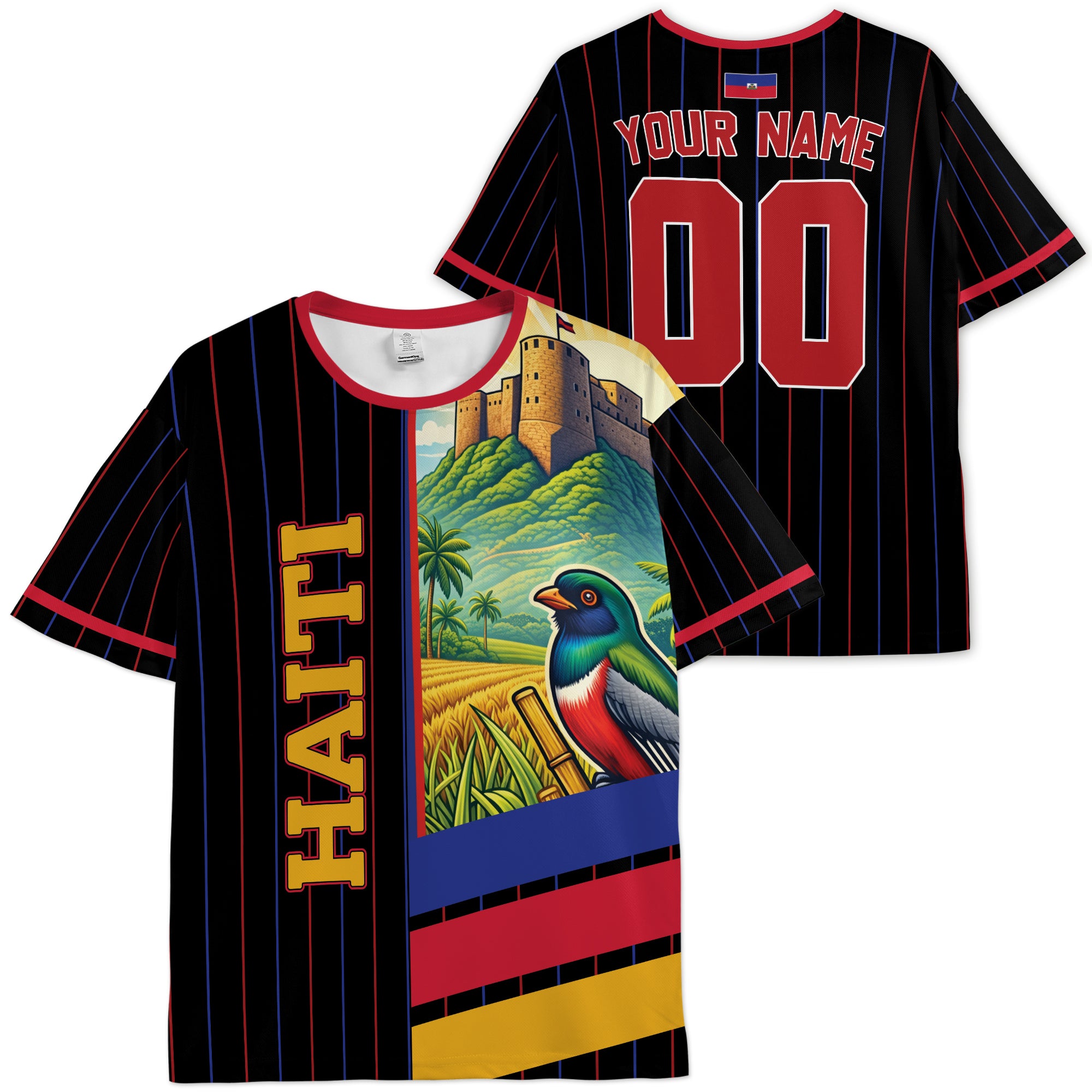Custom Haiti Soccer Jersey Haitian Fan Heritage Crest - Personalized Name Number