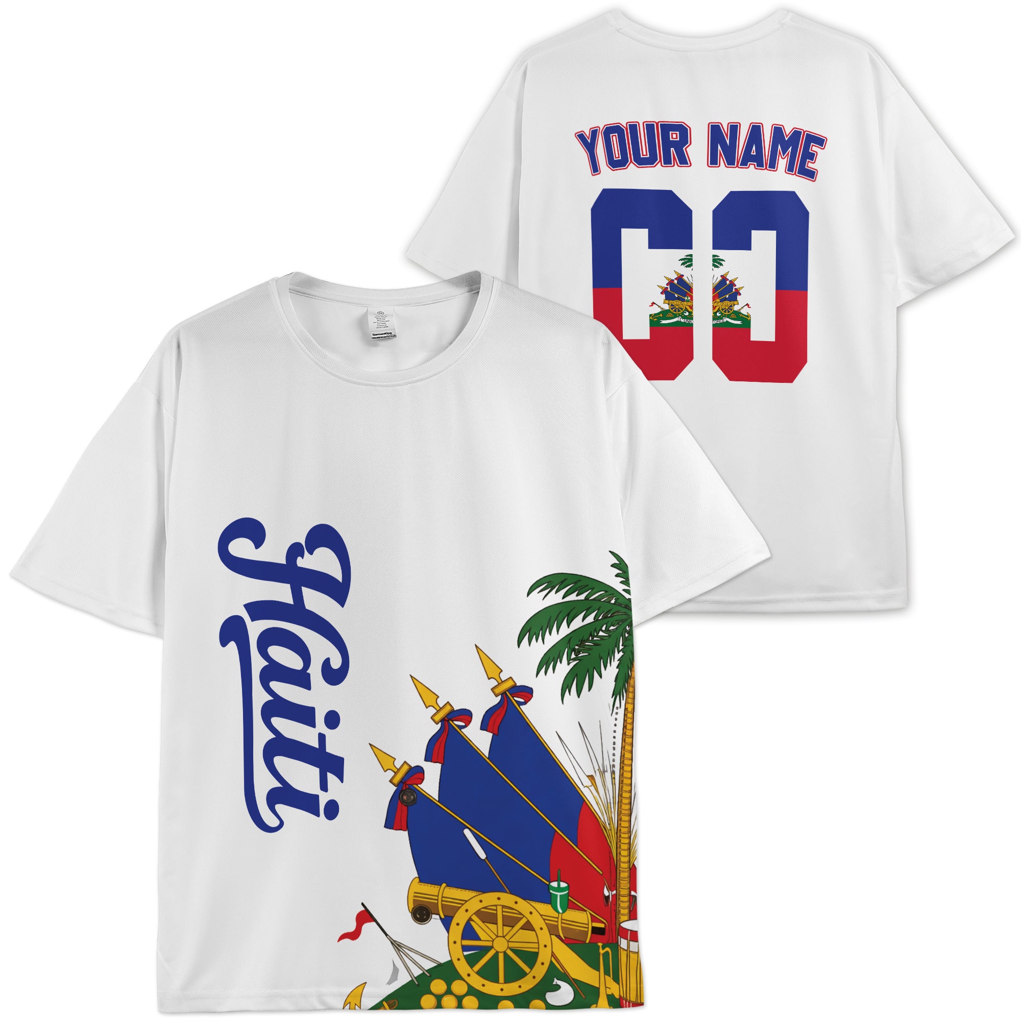 Custom Haiti Soccer Jersey Haitian Fan Classic Script - Personalized Name Number