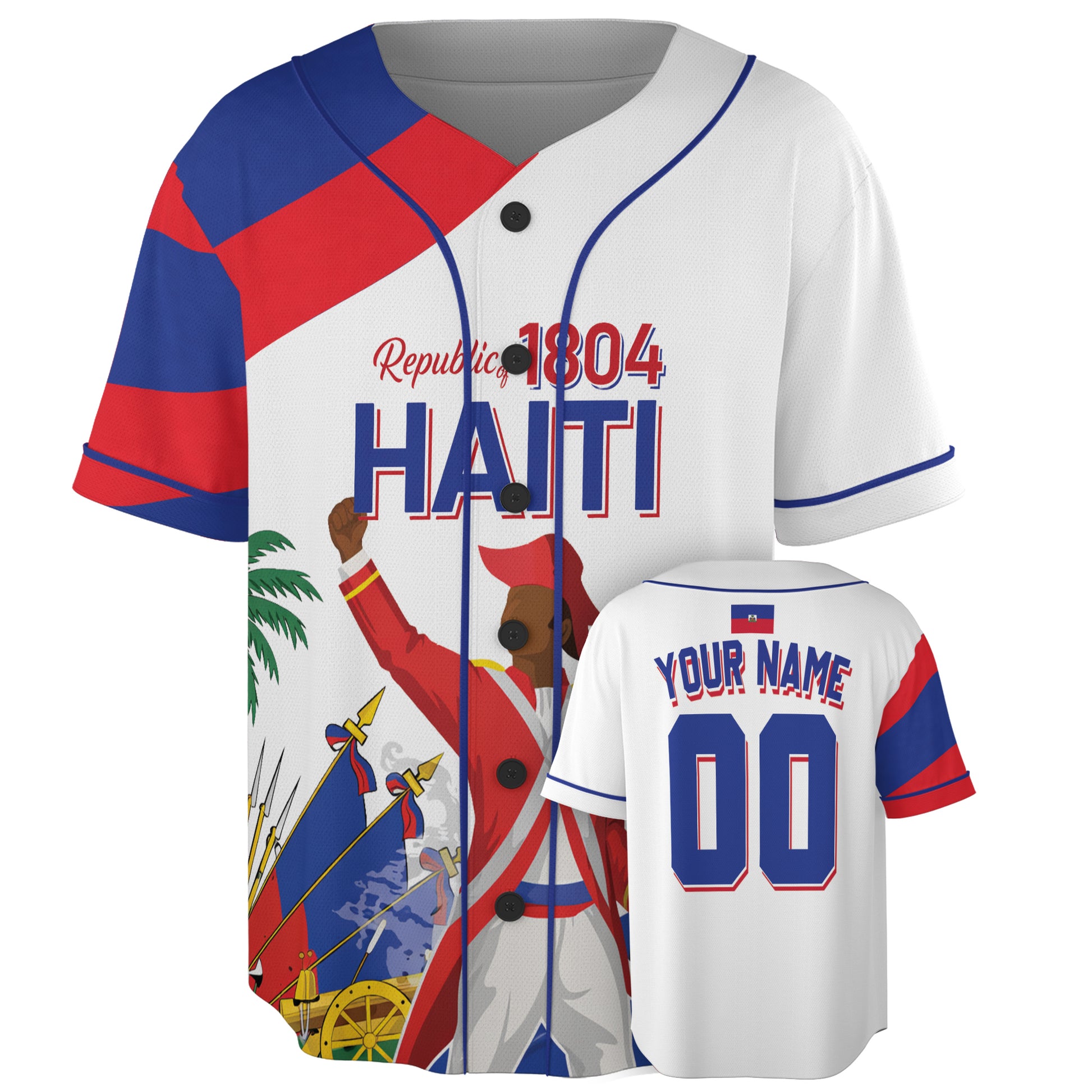 Custom Haiti Baseball Jersey Haitian Fan 1804 Revolution – Personalized Name Number
