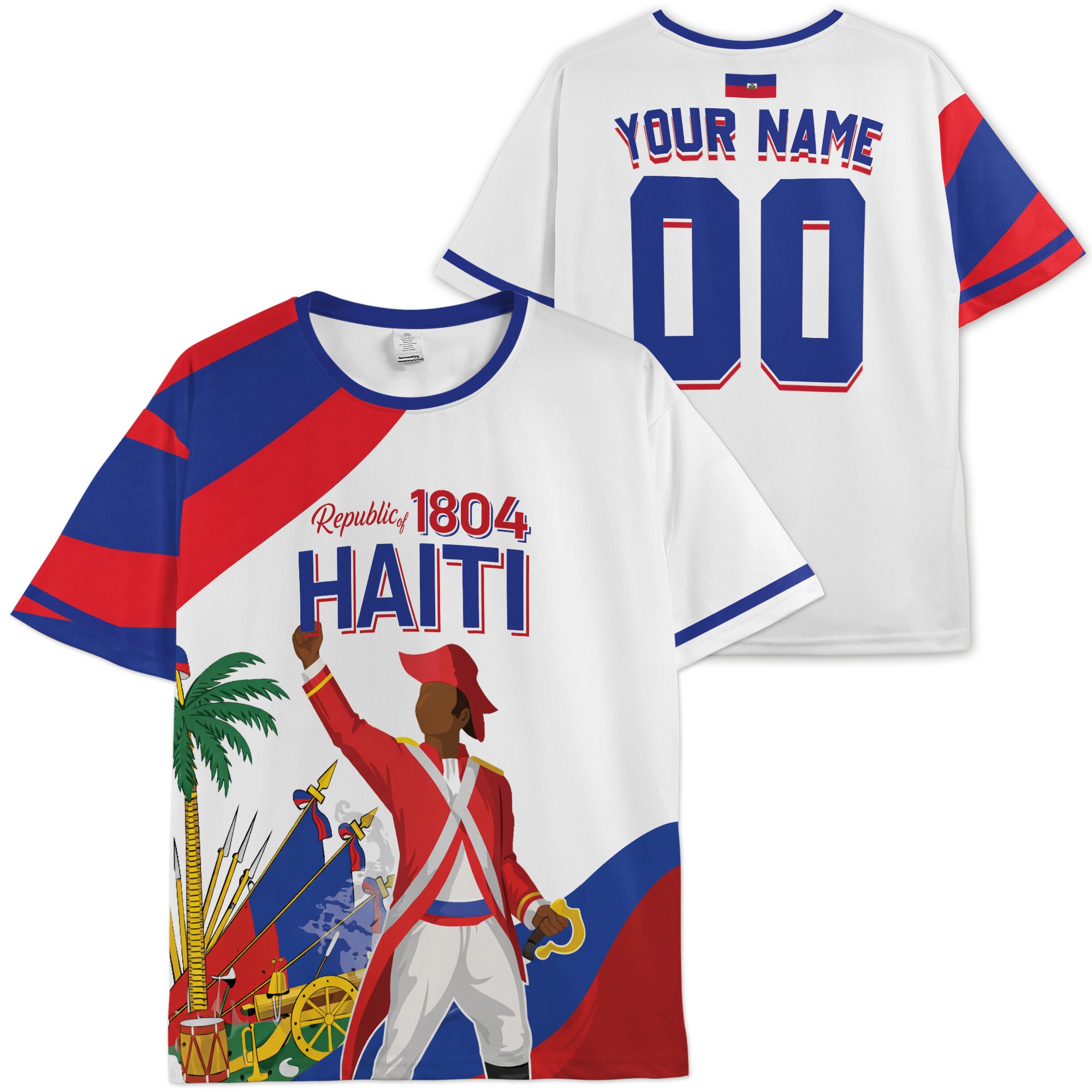 Custom Haiti Soccer Jersey Haitian Fan 1804 Revolution - Personalized Name Number
