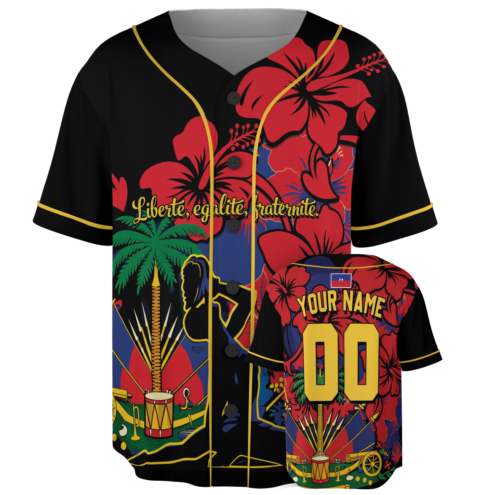 Custom Haiti Baseball Jersey Haitian Fan Tropical Freedom – Personalized Name Number