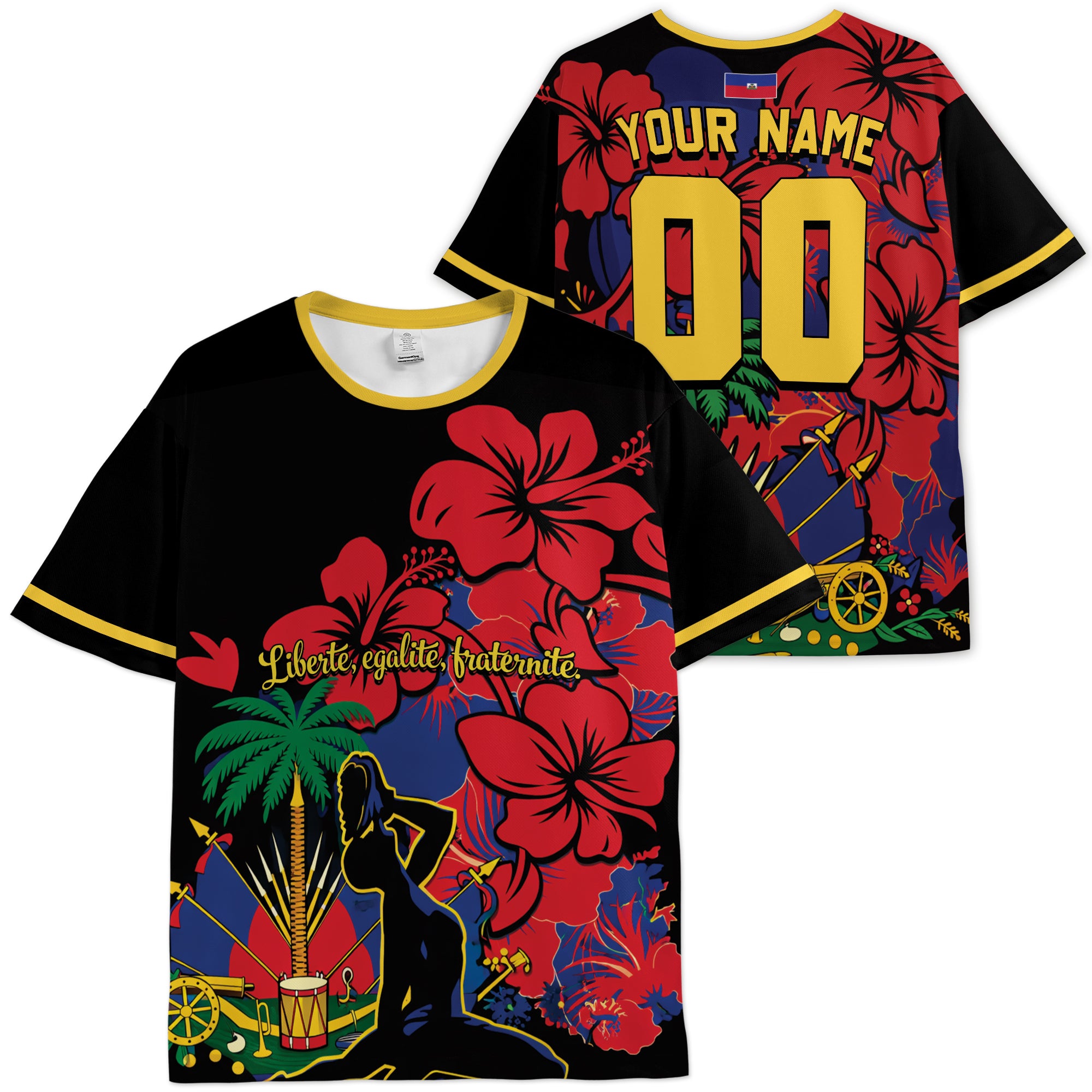 Custom Haiti Soccer Jersey Haitian Fan Tropical Freedom - Personalized Name Number