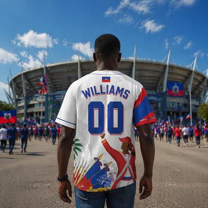 Custom Haiti Baseball Jersey Haitian Fan Classic Script – Personalized Name Number