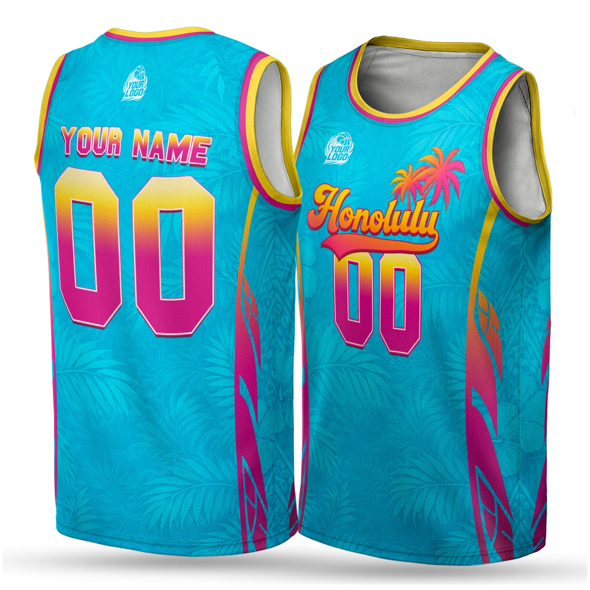 Custom City Basketball Jersey Honolulu Design - Add Your Name and Number