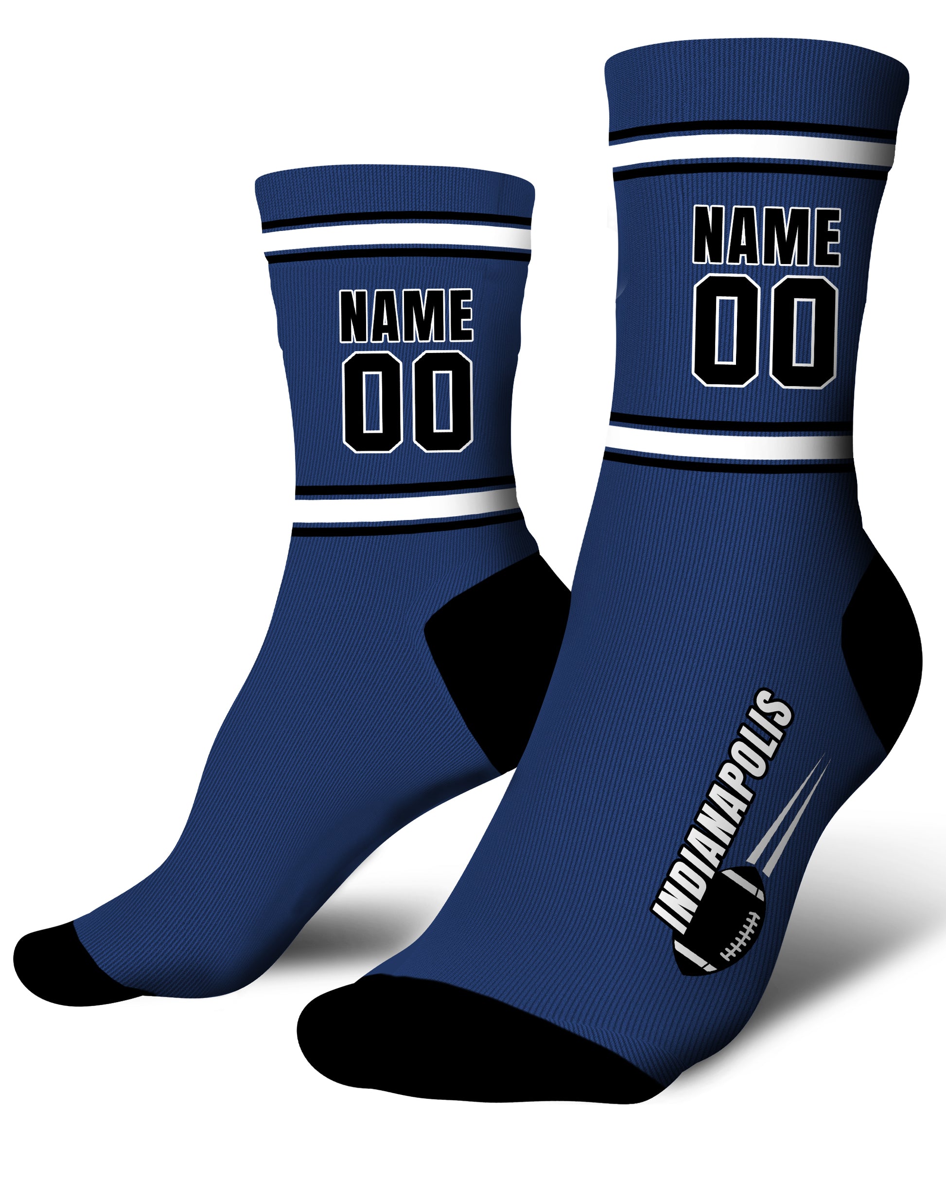 Custom City Sports Socks Indianapolis Blue - Personalized Name Number