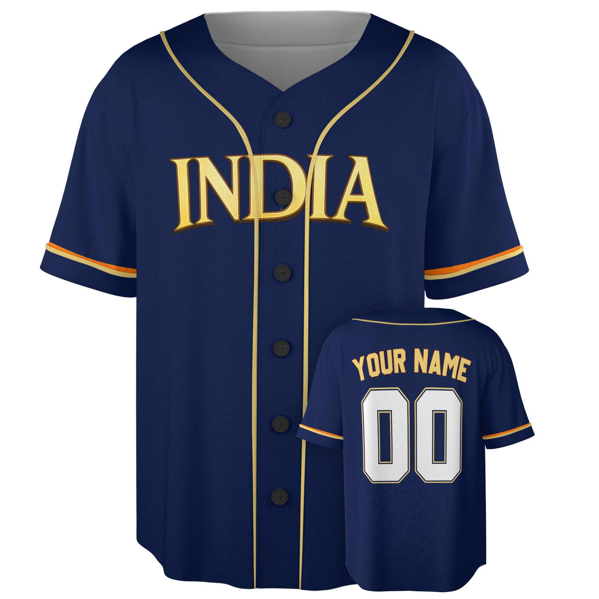 Custom India Baseball Jersey Indian Fan Classic Navy – Personalized Name Number